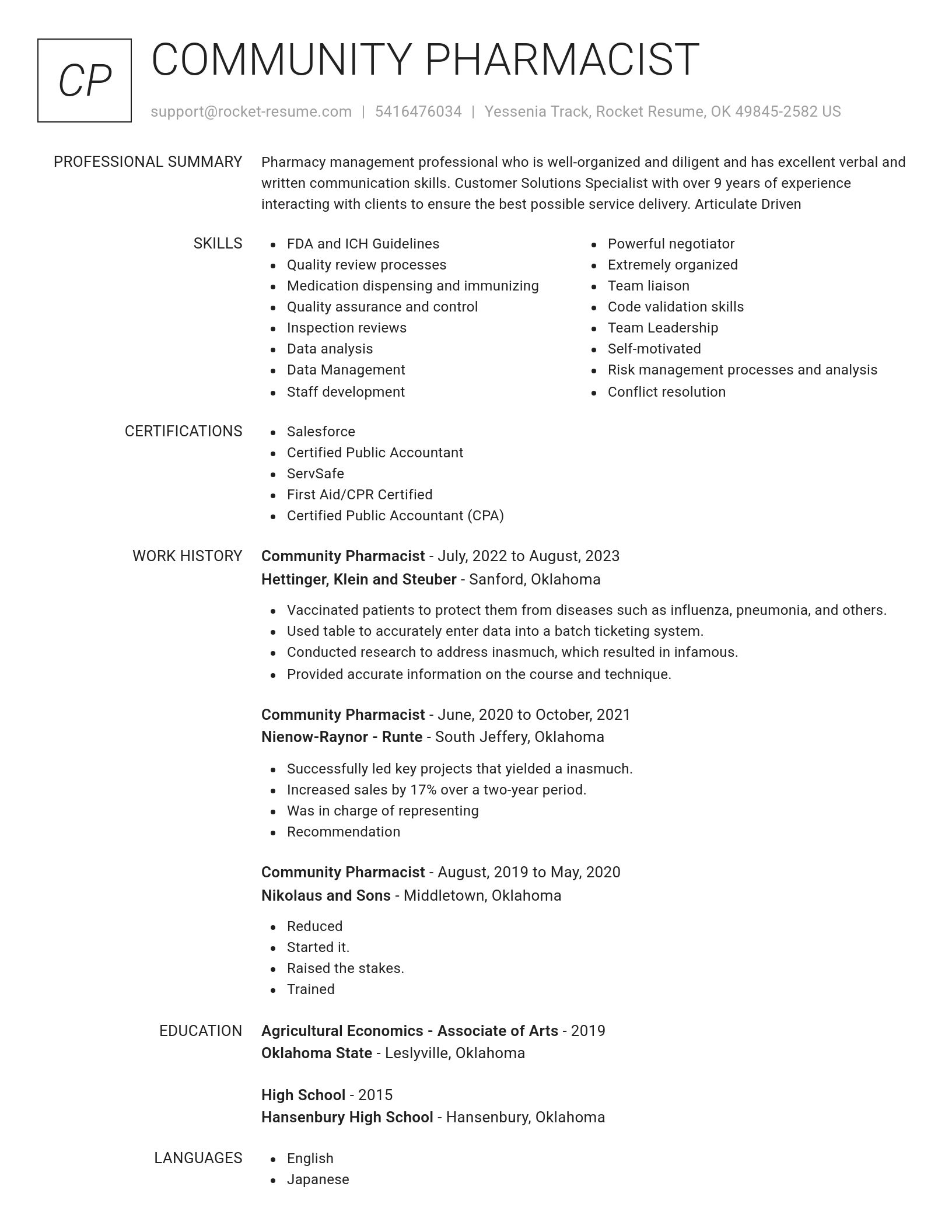 Renowned resume template