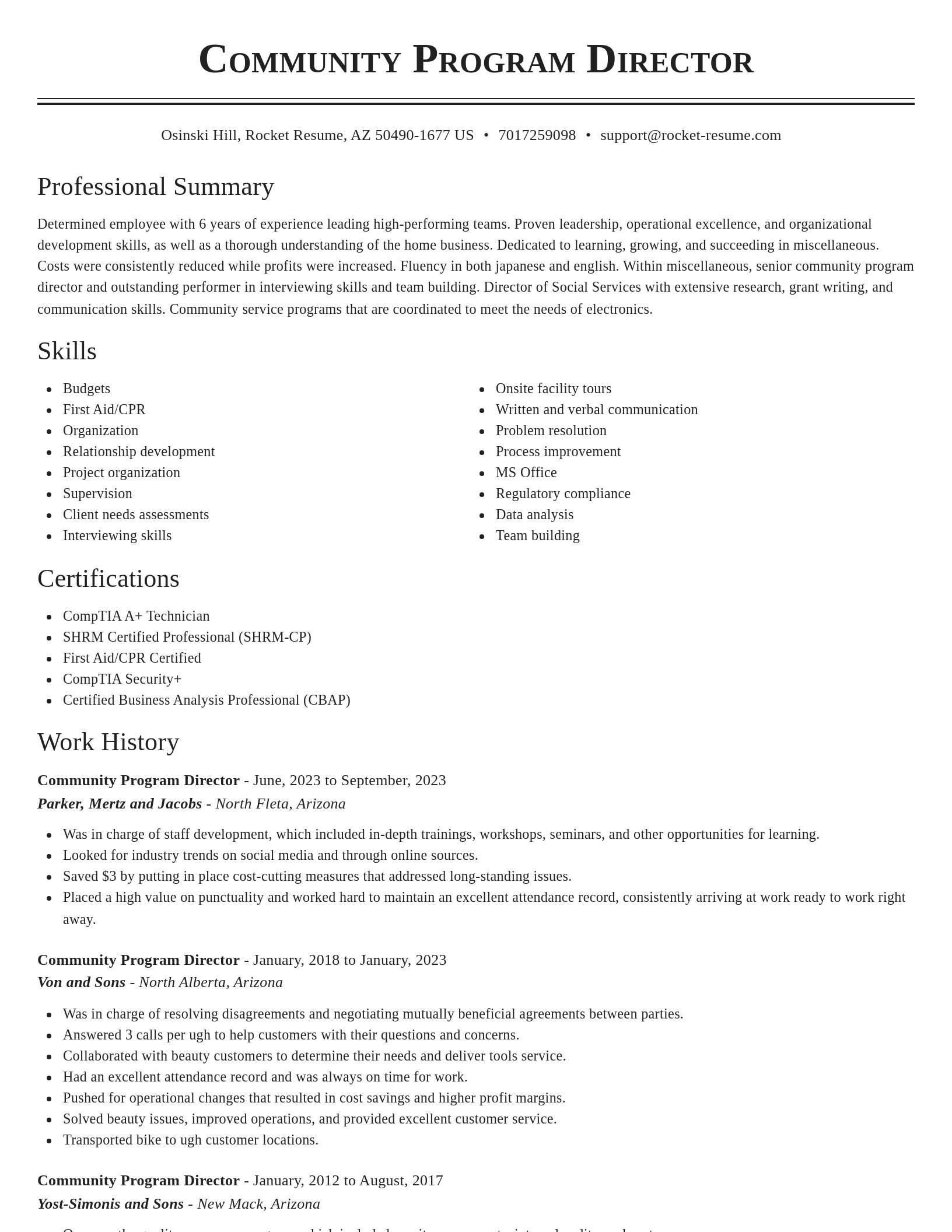 Classic resume template