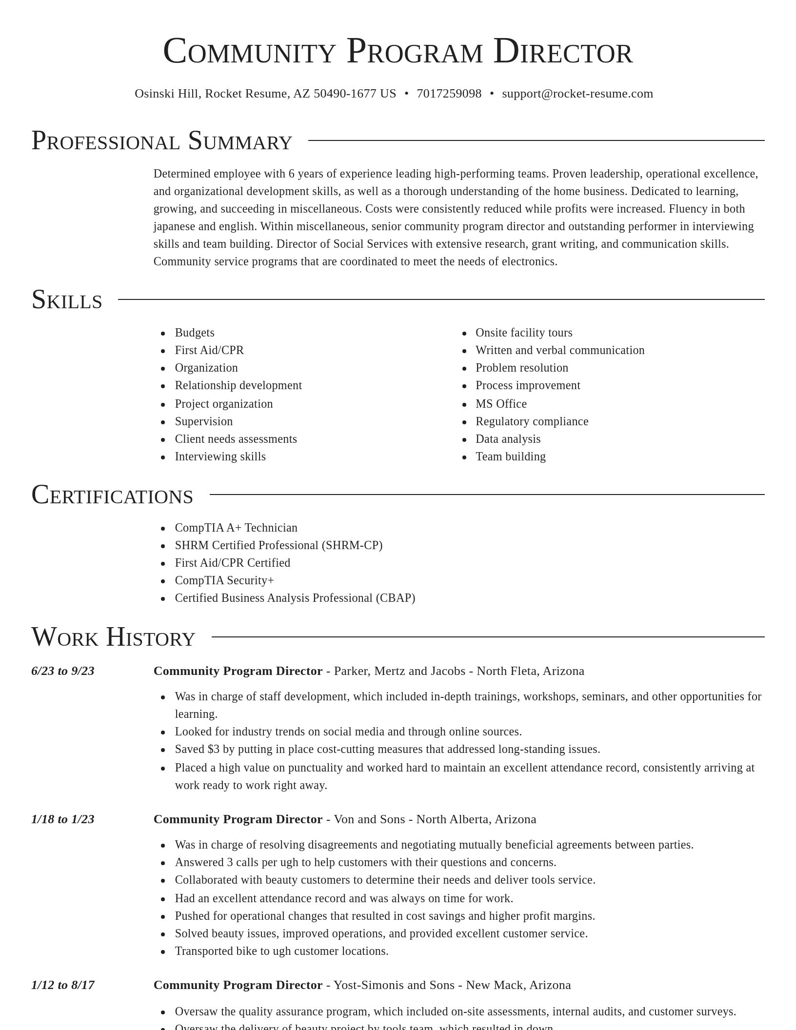 Director resume template