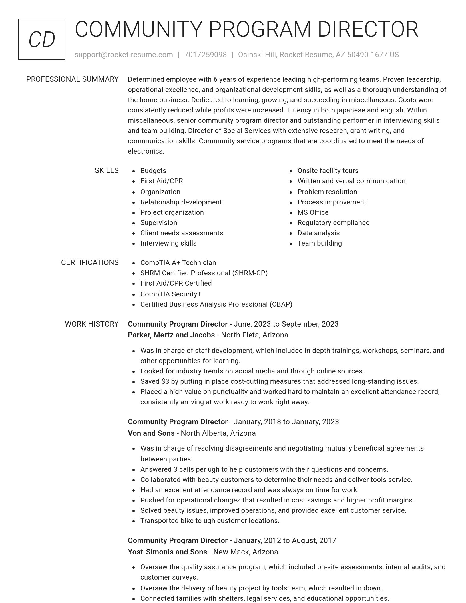 Renowned resume template