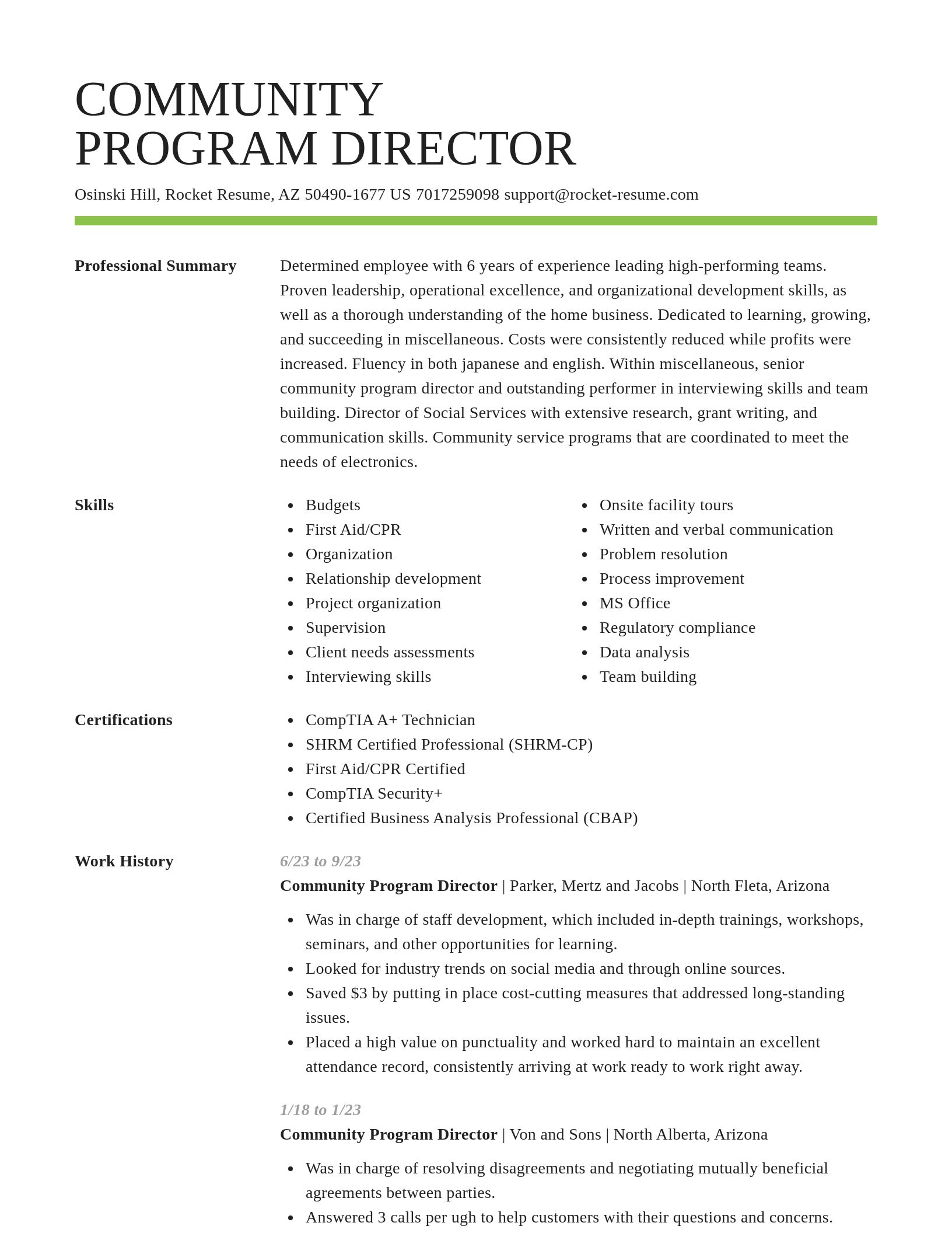 Smart resume template