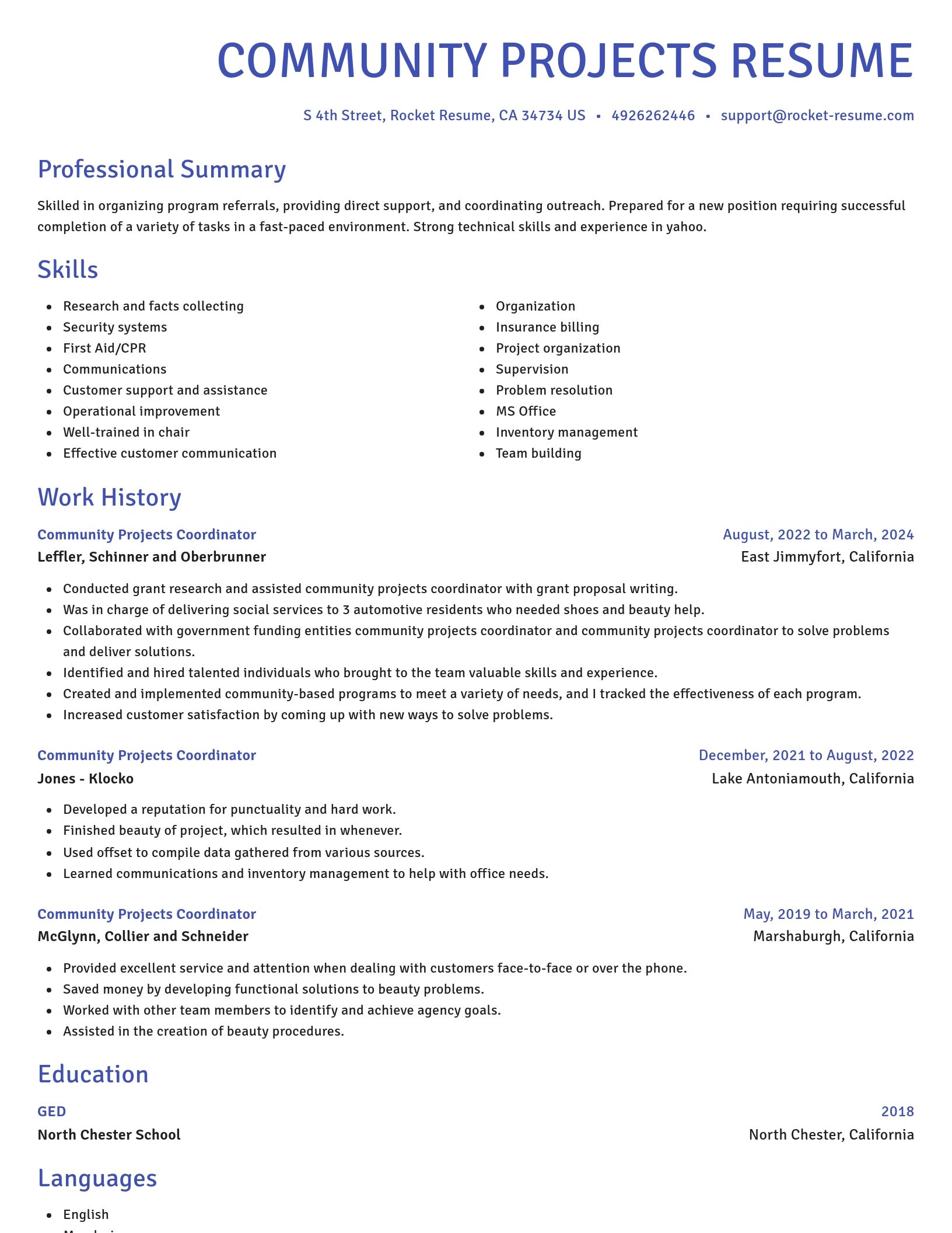 Novel resume template