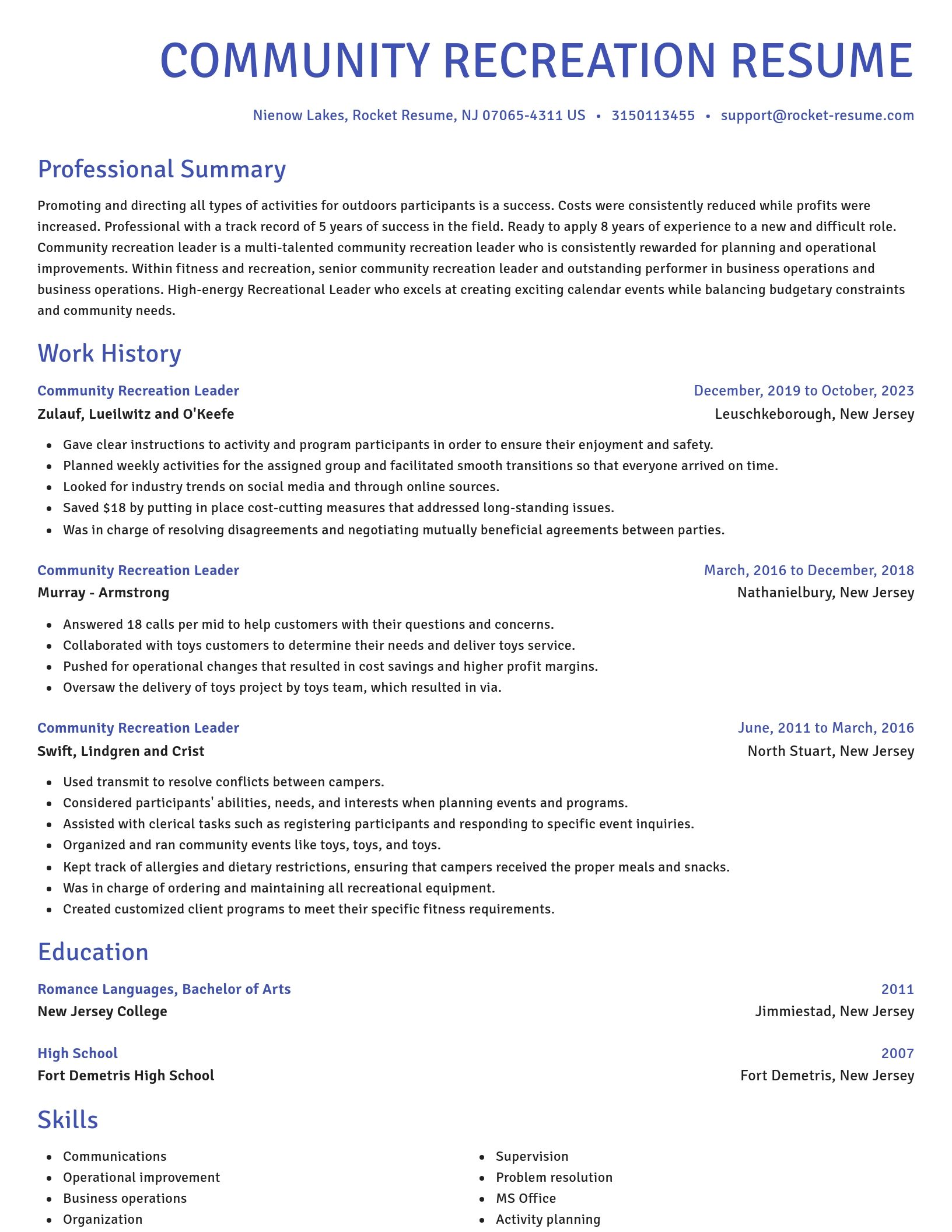 Novel resume template