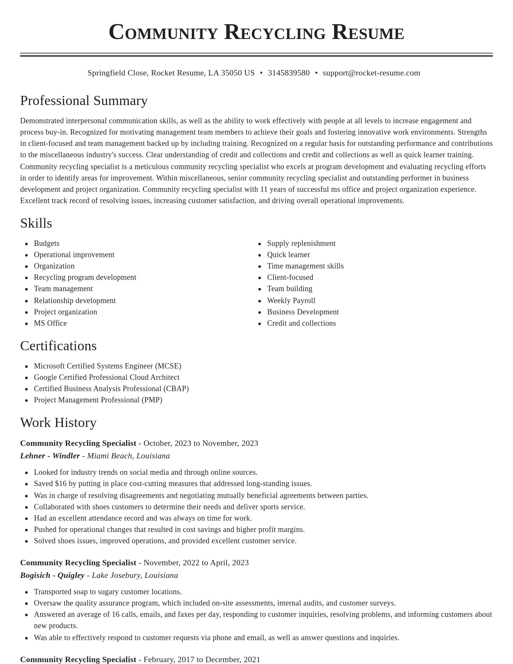 Classic resume template