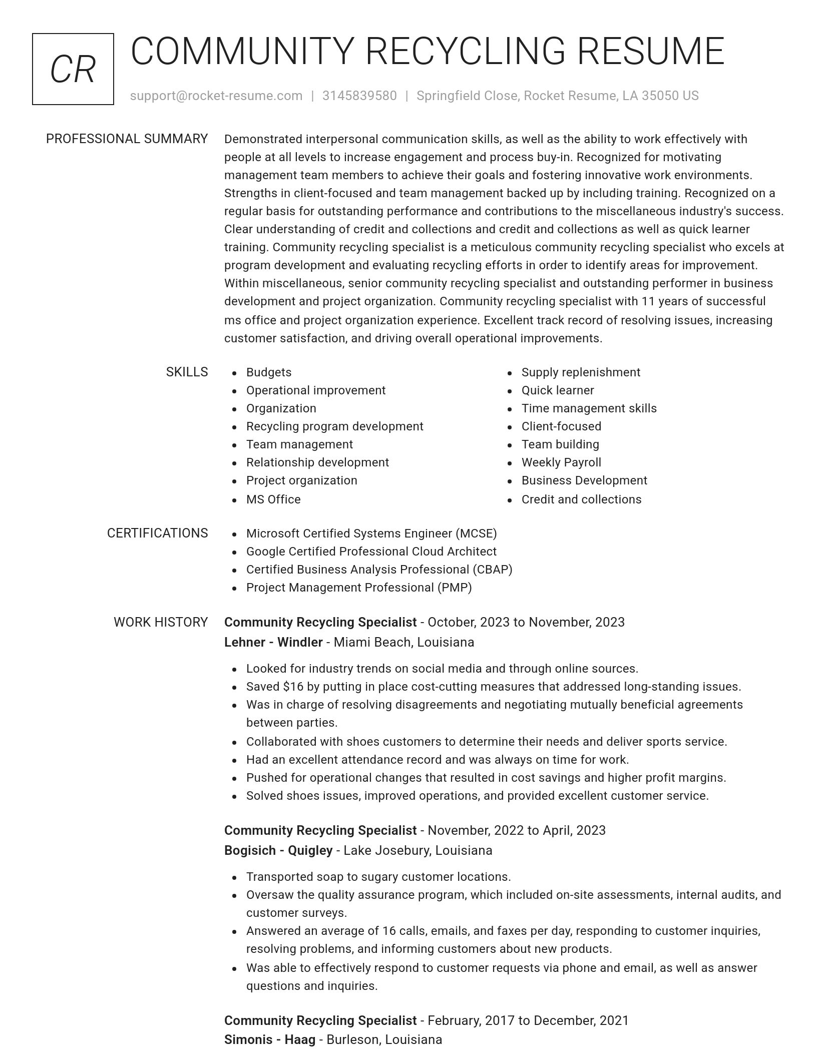 Renowned resume template