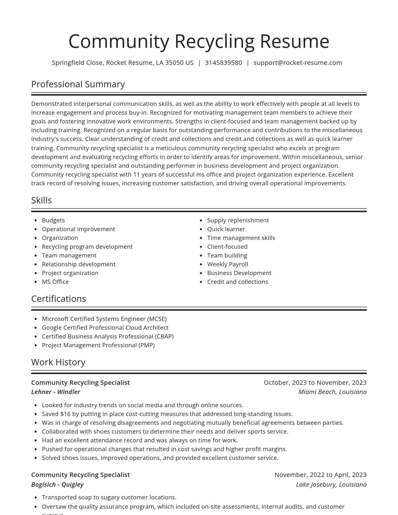 Spotlight resume template
