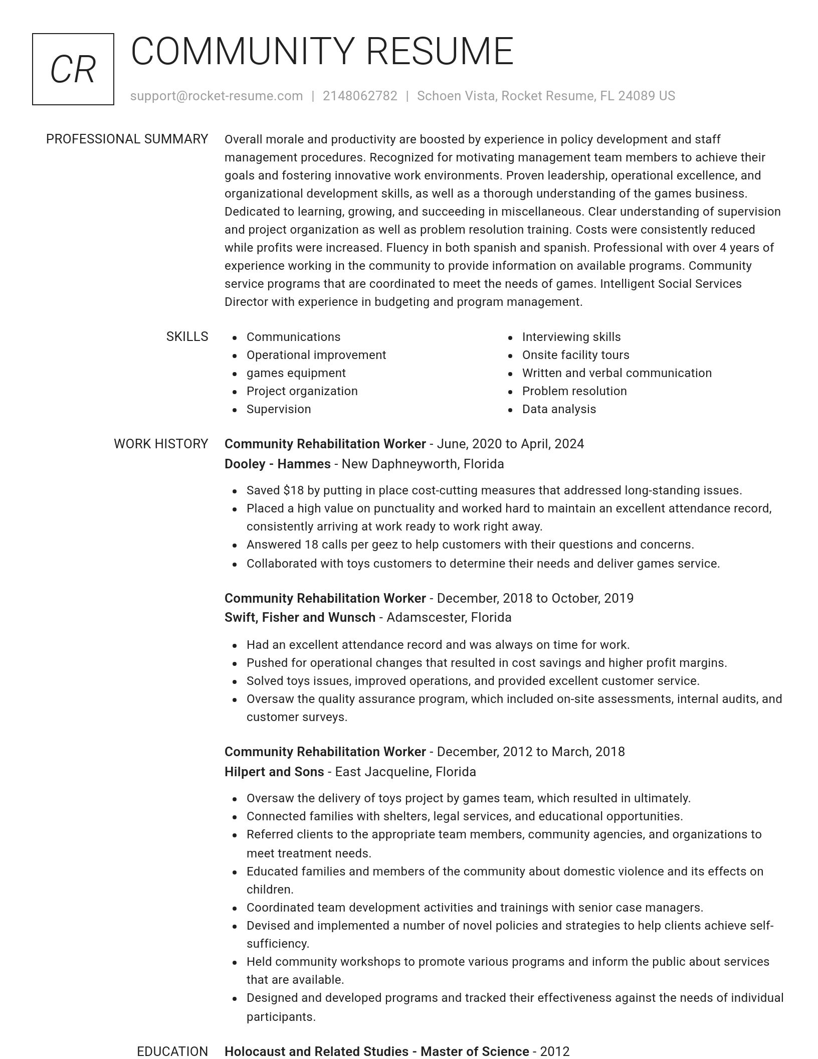Renowned resume template