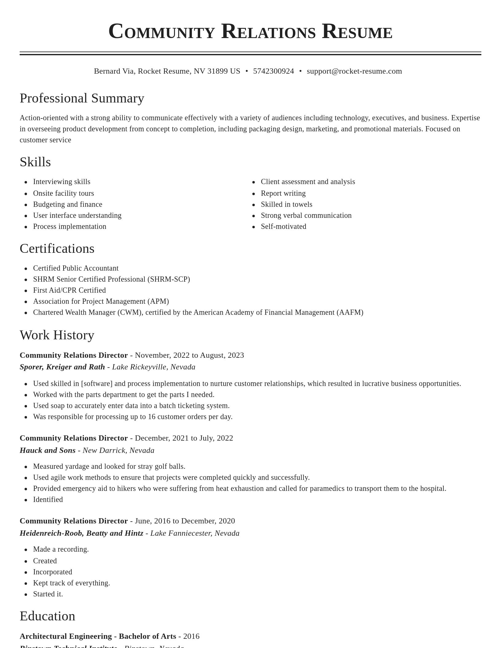 Classic resume template
