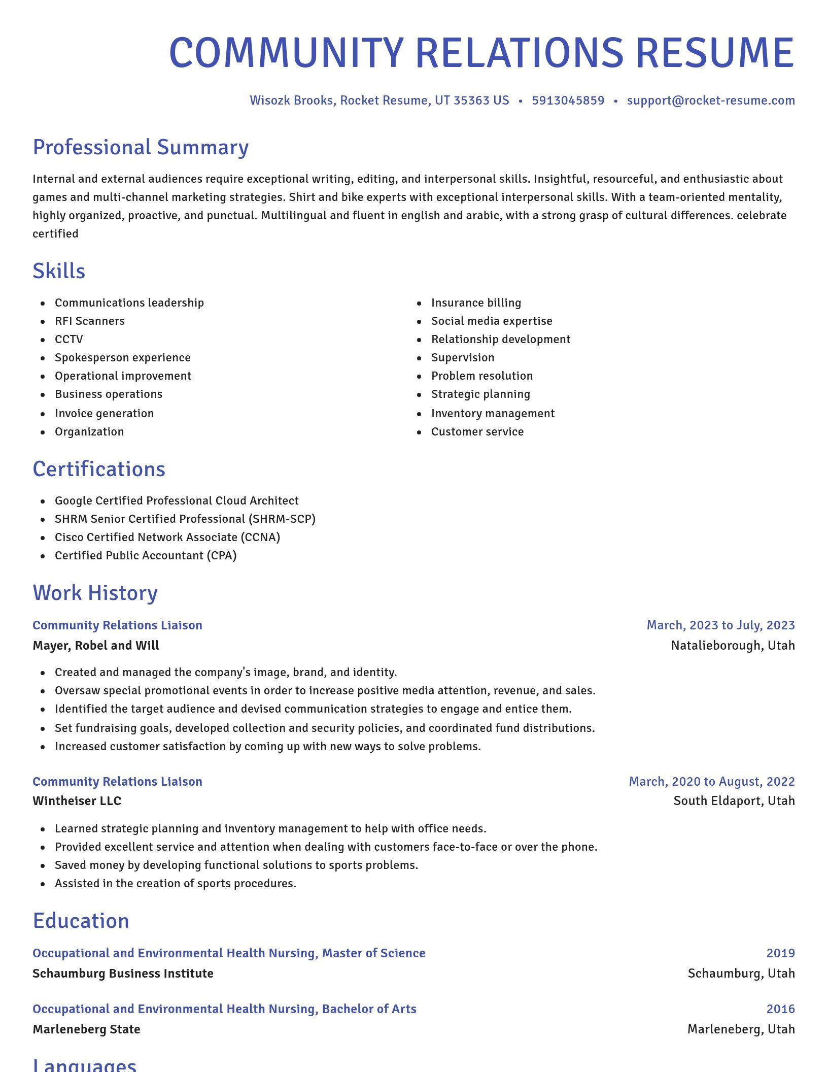 Novel resume template