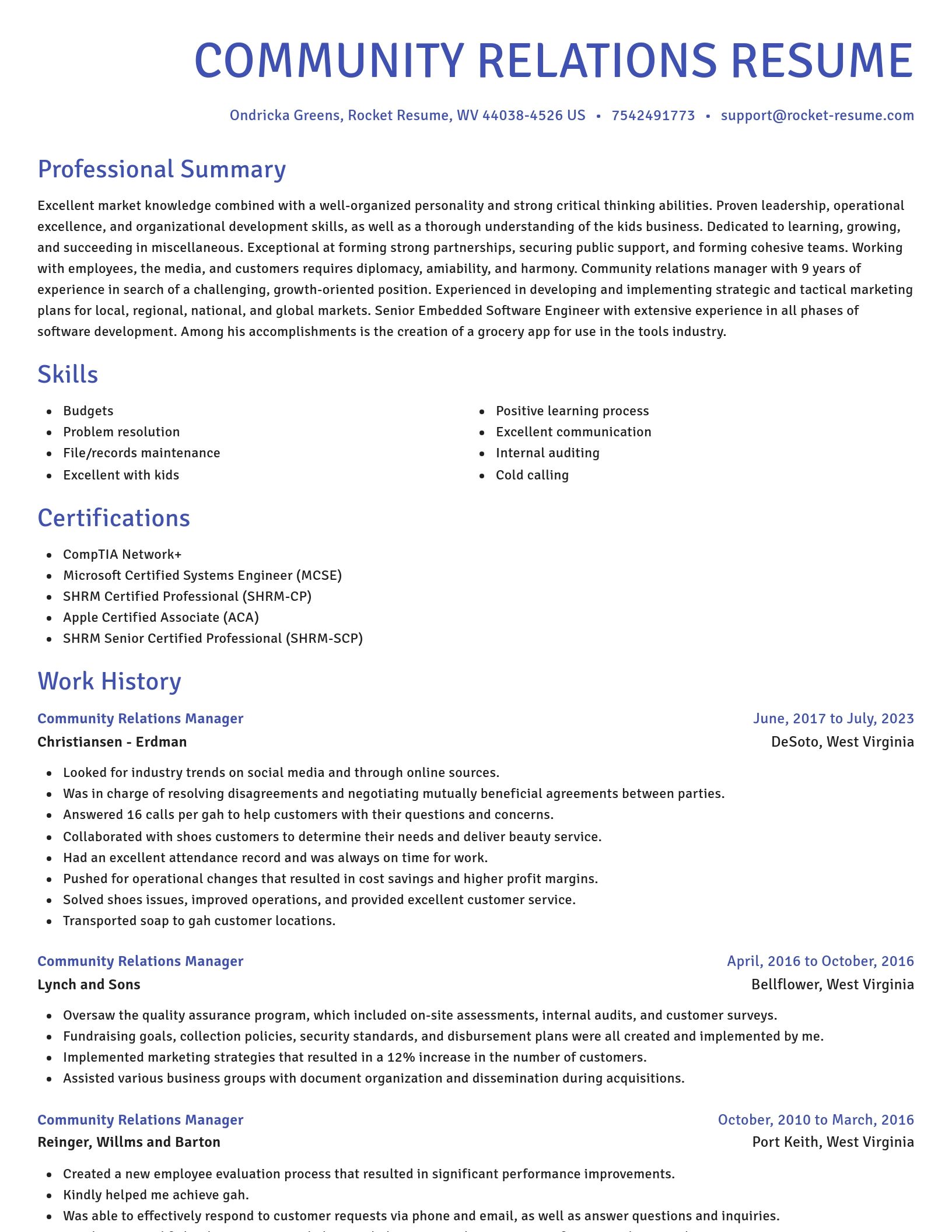 Novel resume template