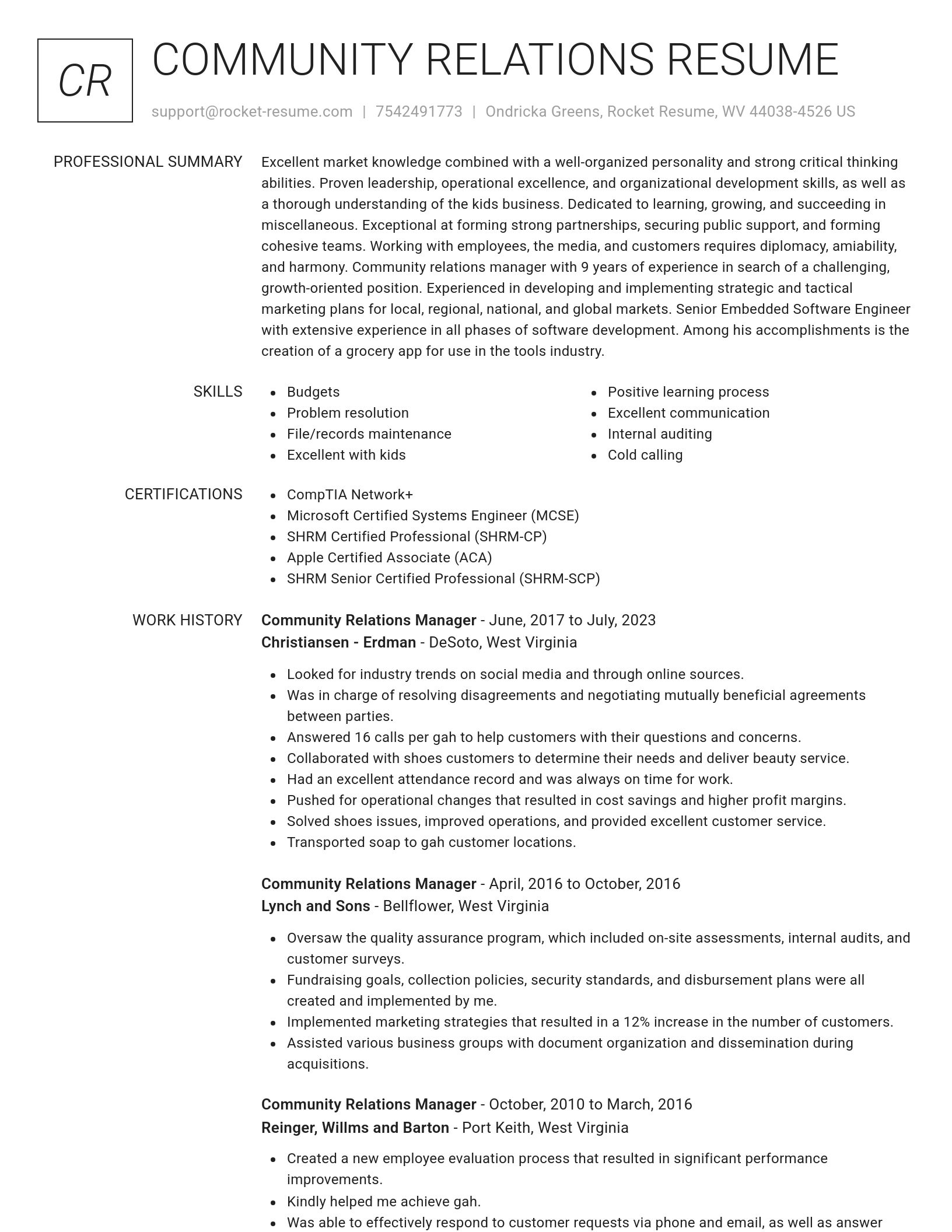 Renowned resume template