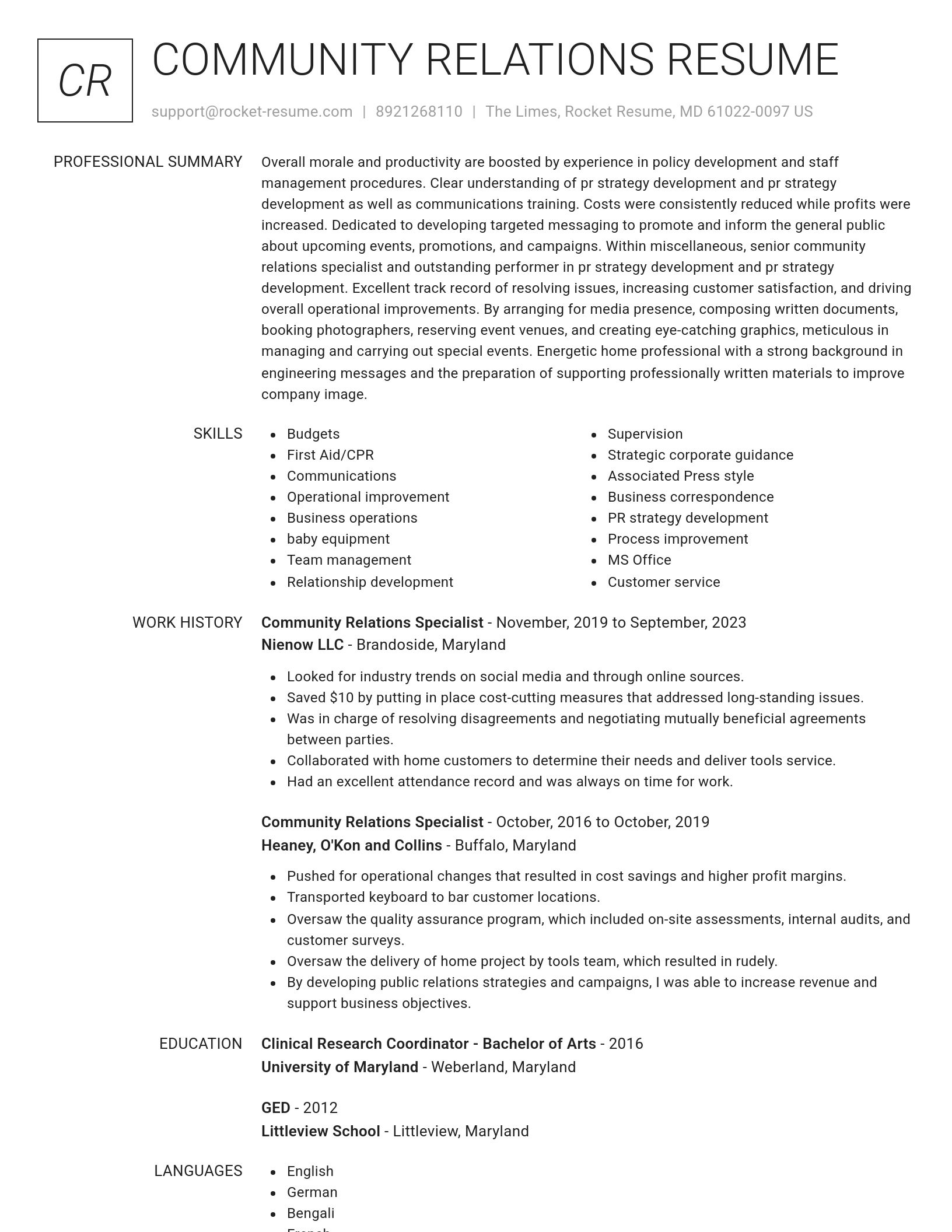 Renowned resume template