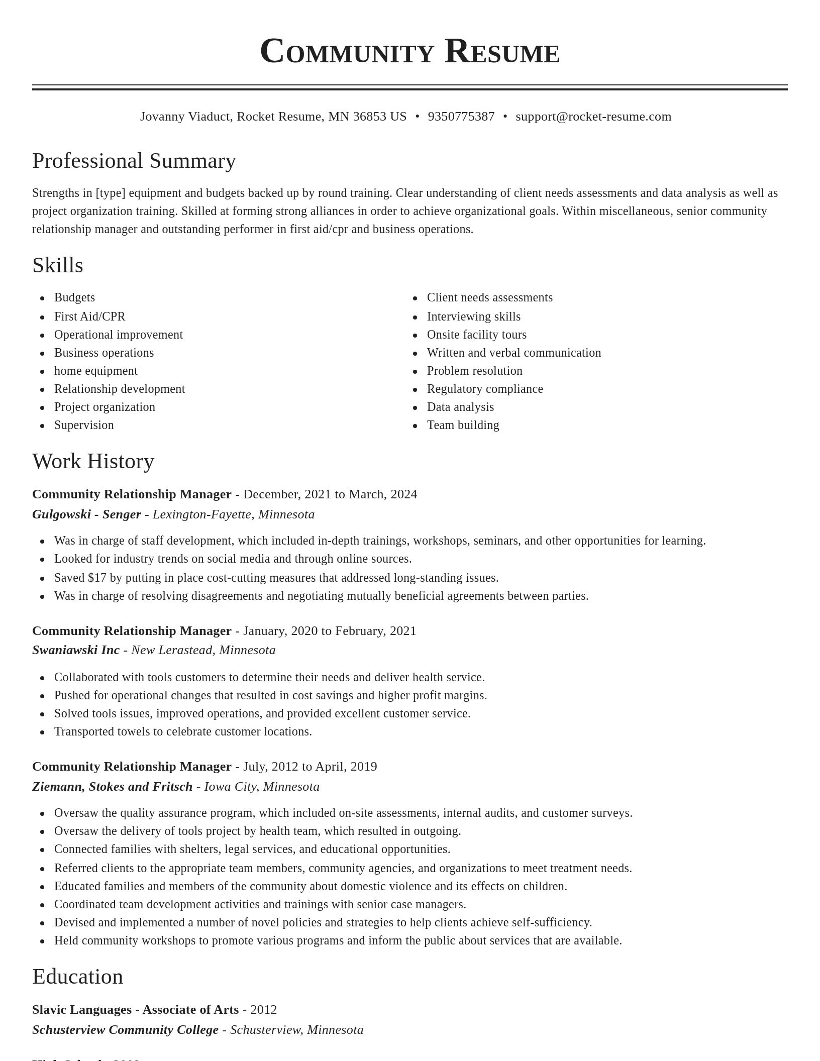 Classic resume template