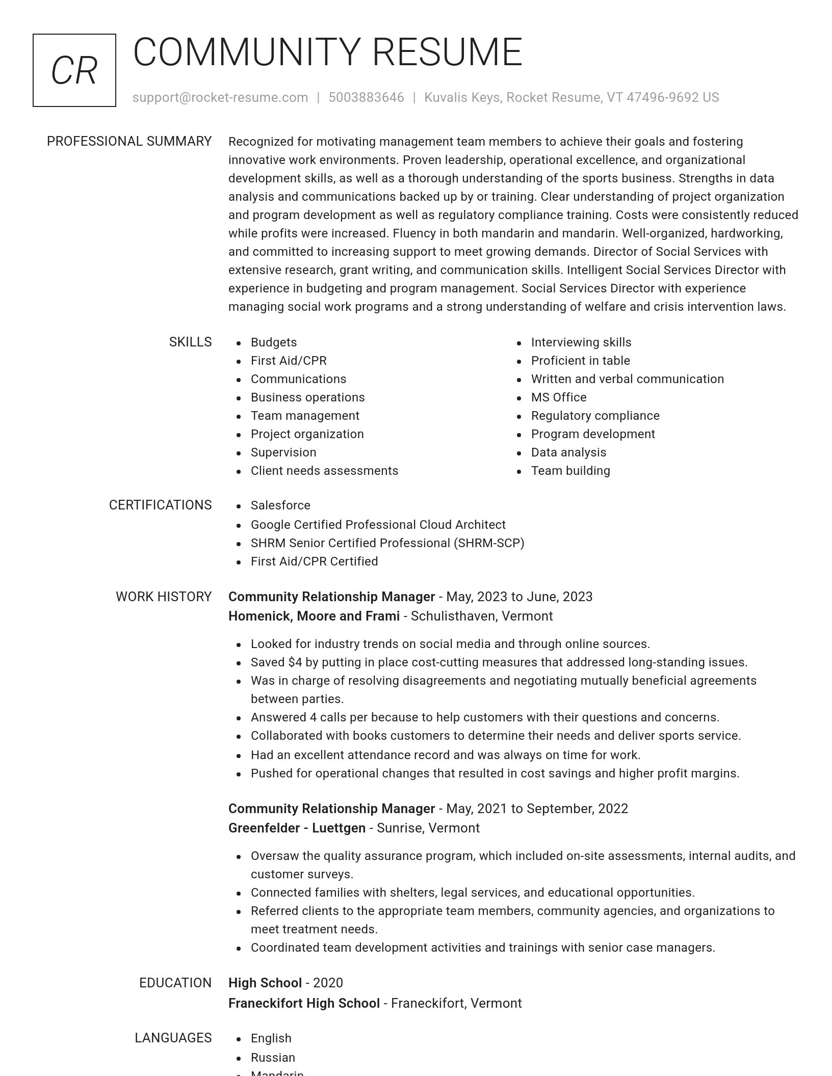 Renowned resume template