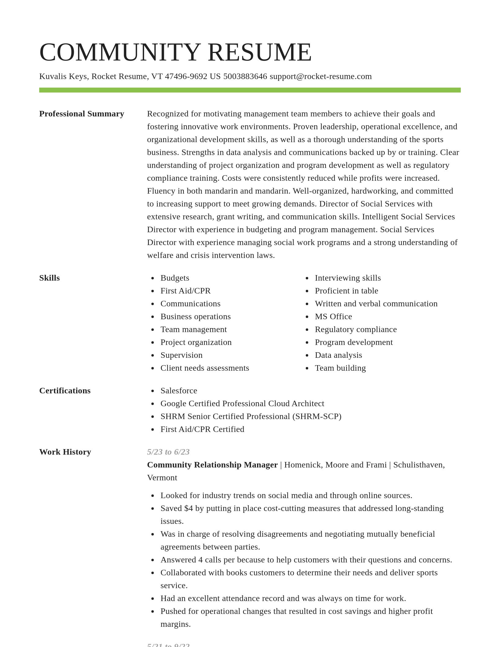 Smart resume template