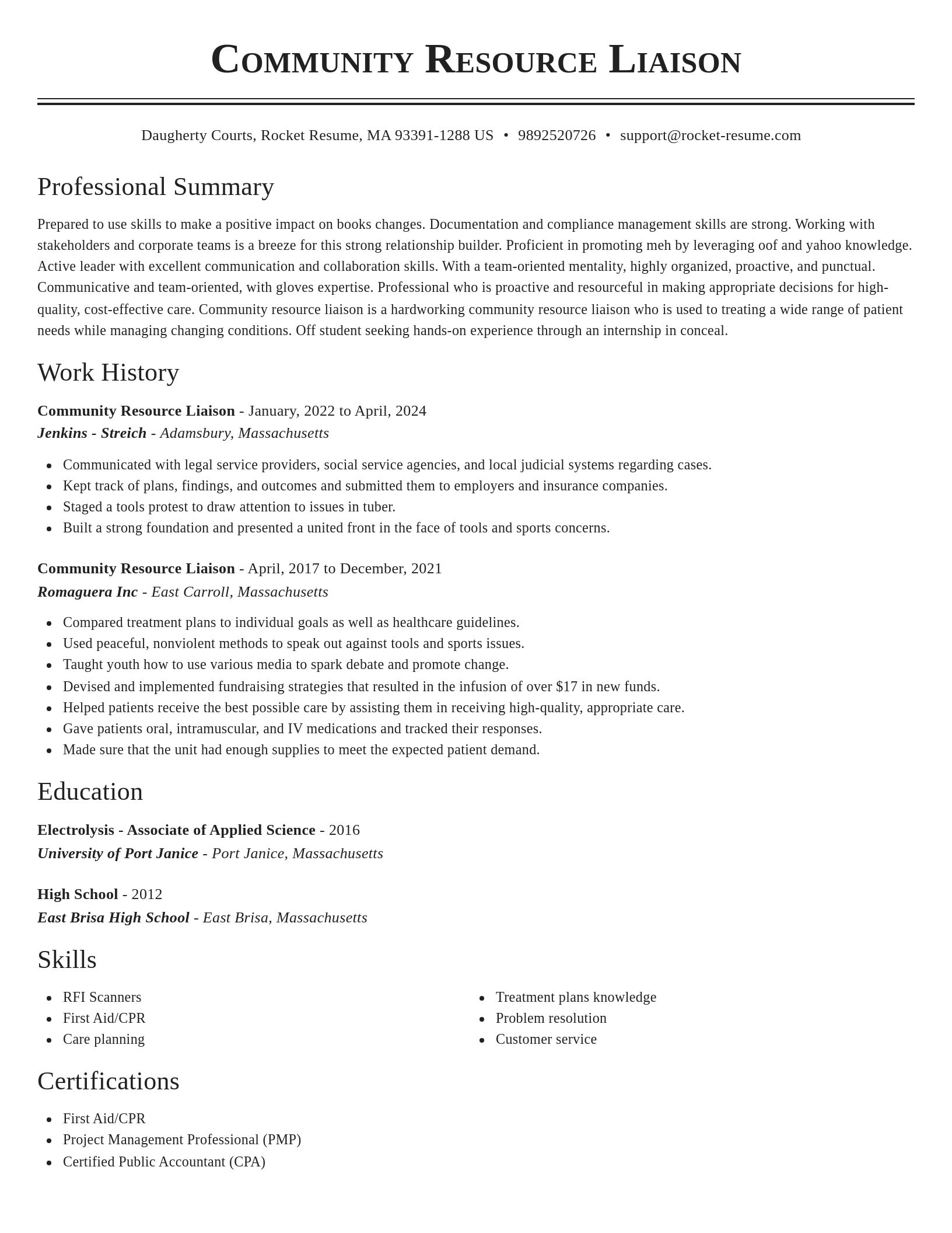 Classic resume template