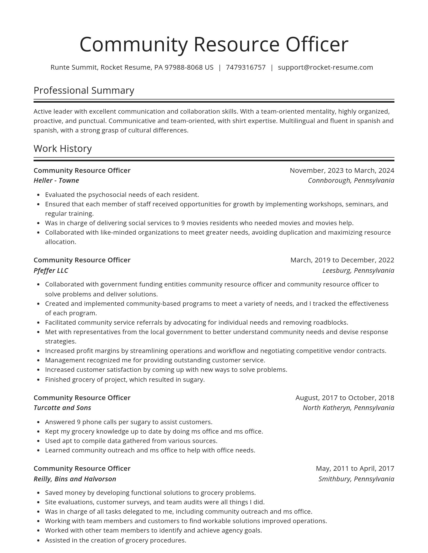 Spotlight resume template