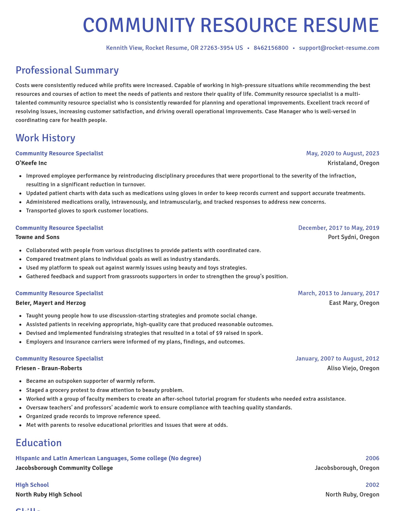 Novel resume template