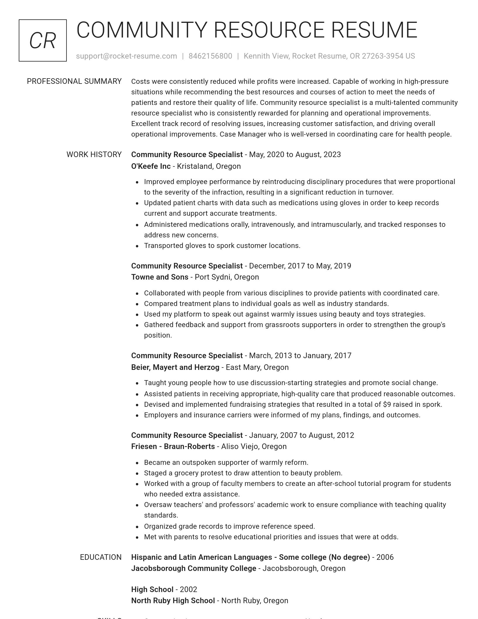 Renowned resume template
