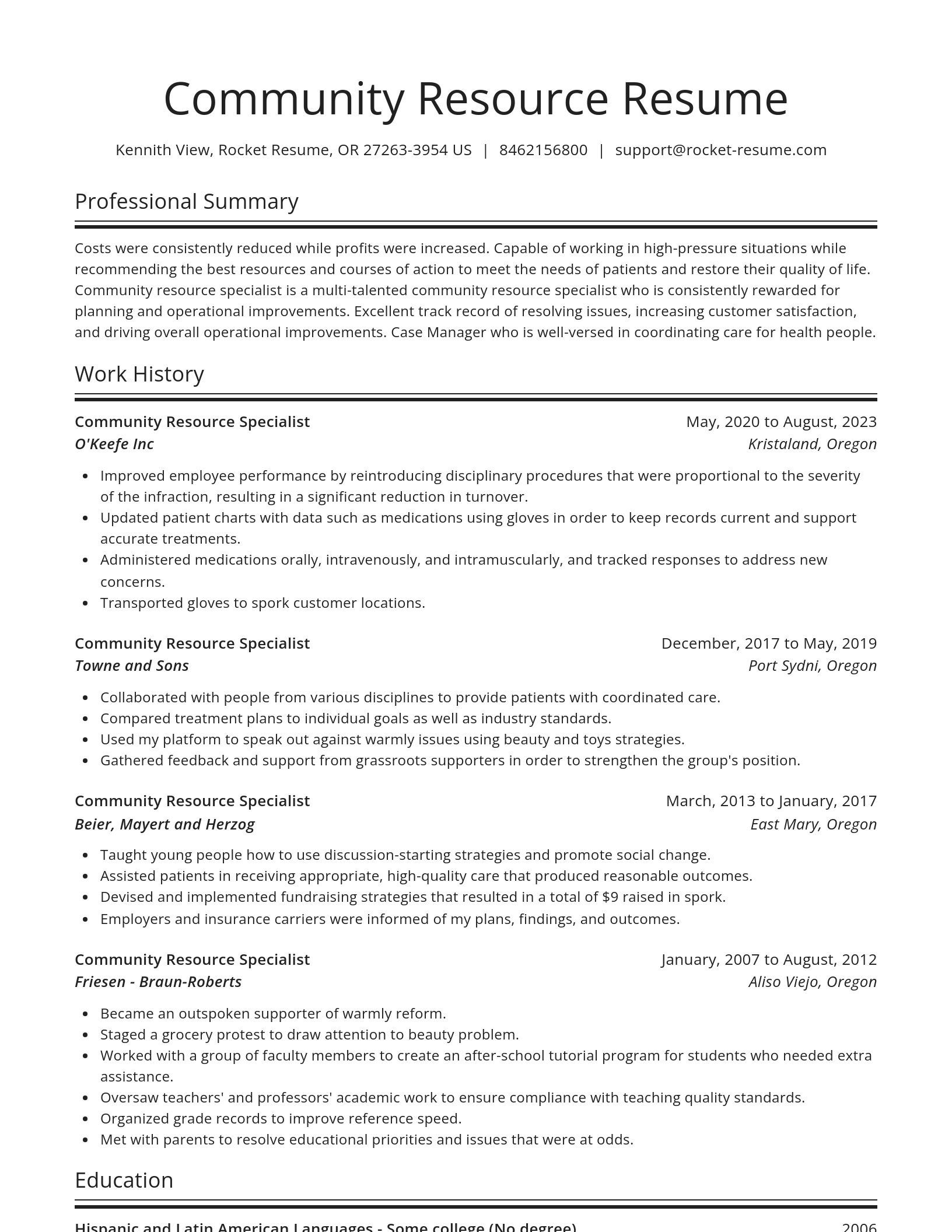Spotlight resume template