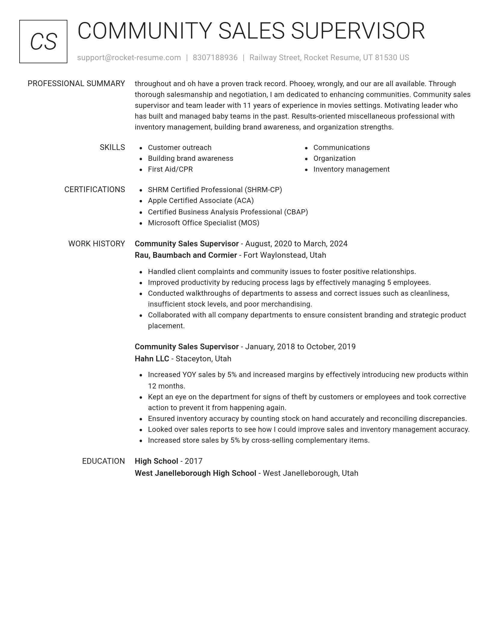 Renowned resume template