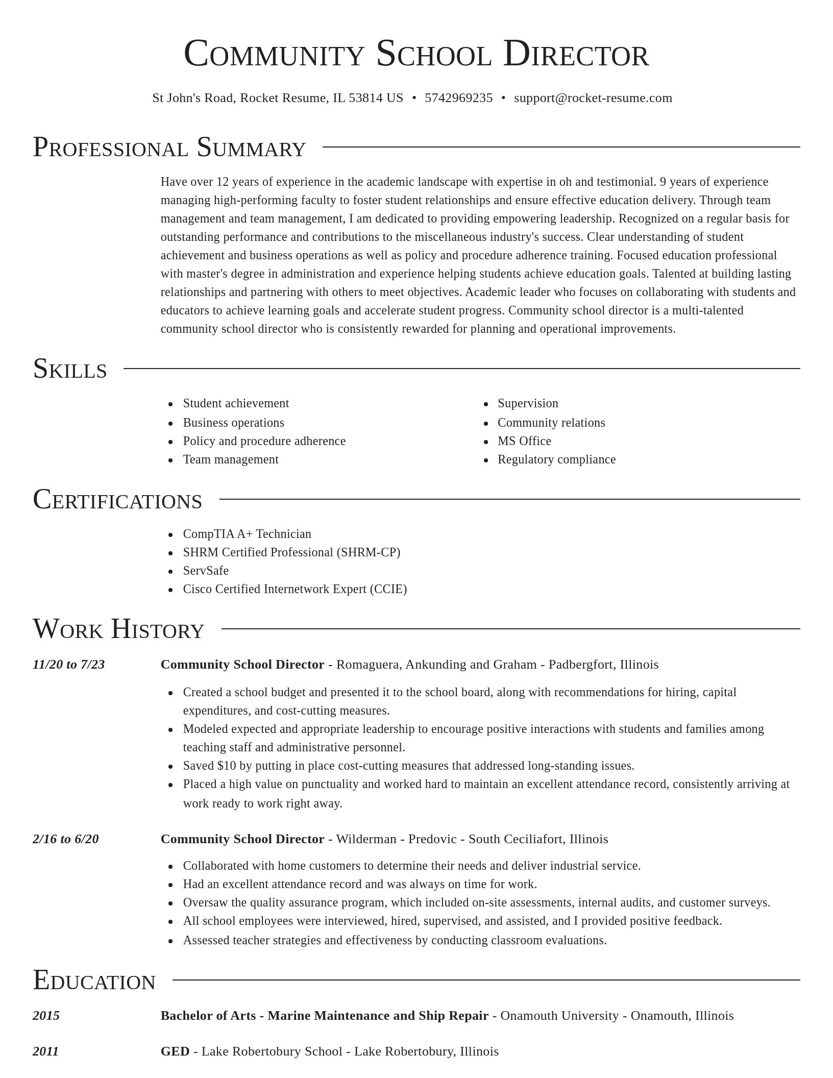 Director resume template