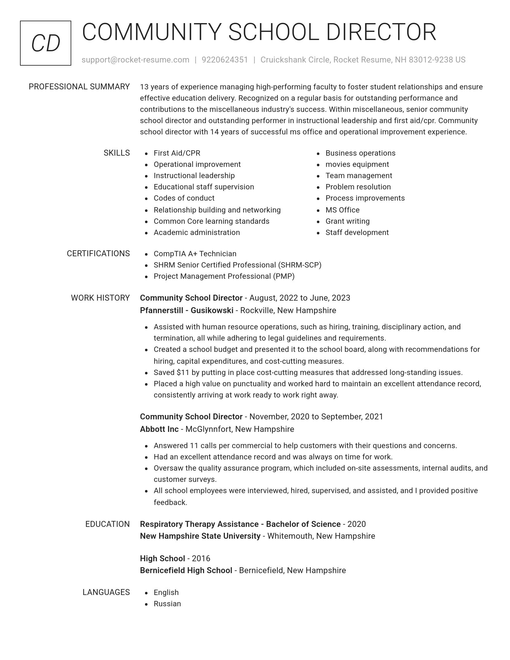 Renowned resume template