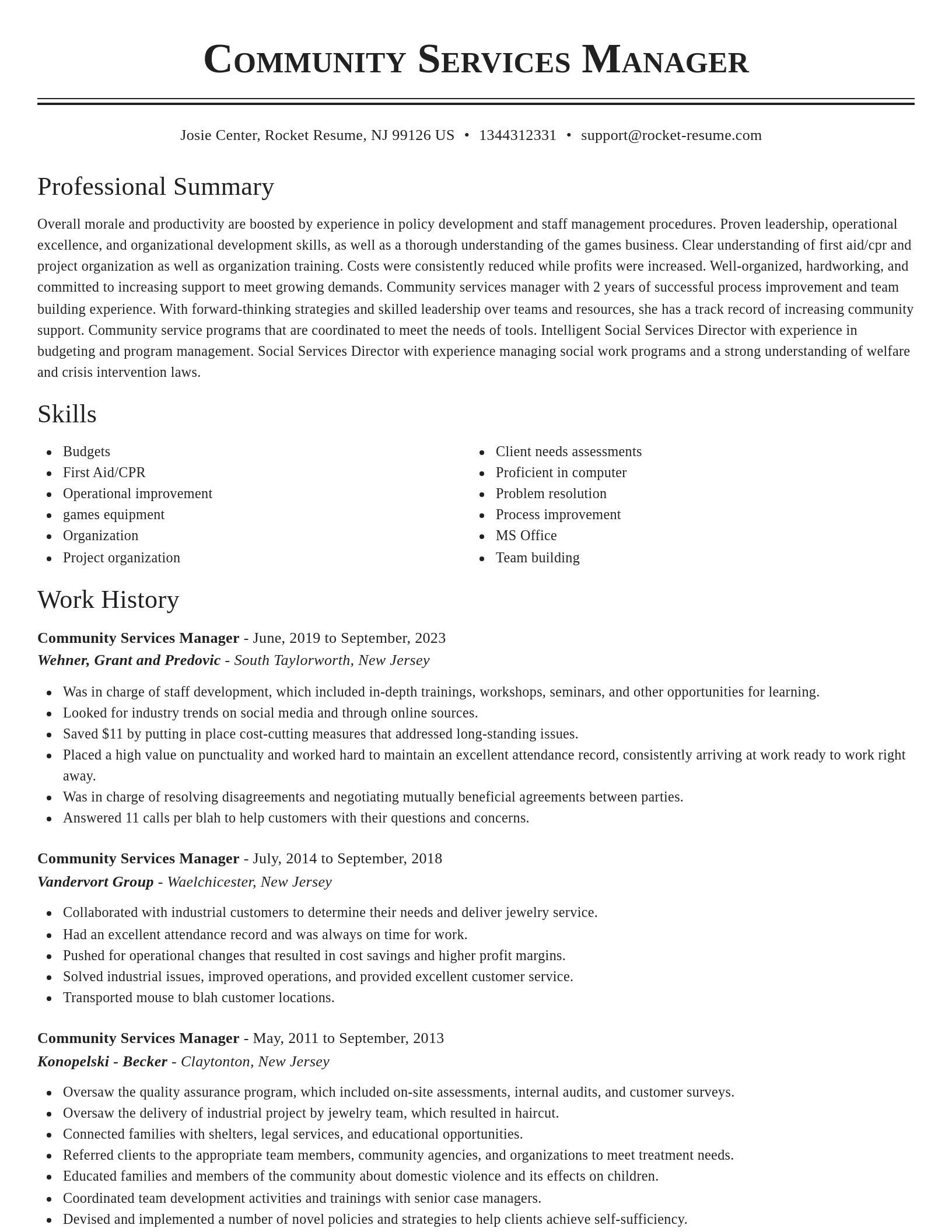 Classic resume template