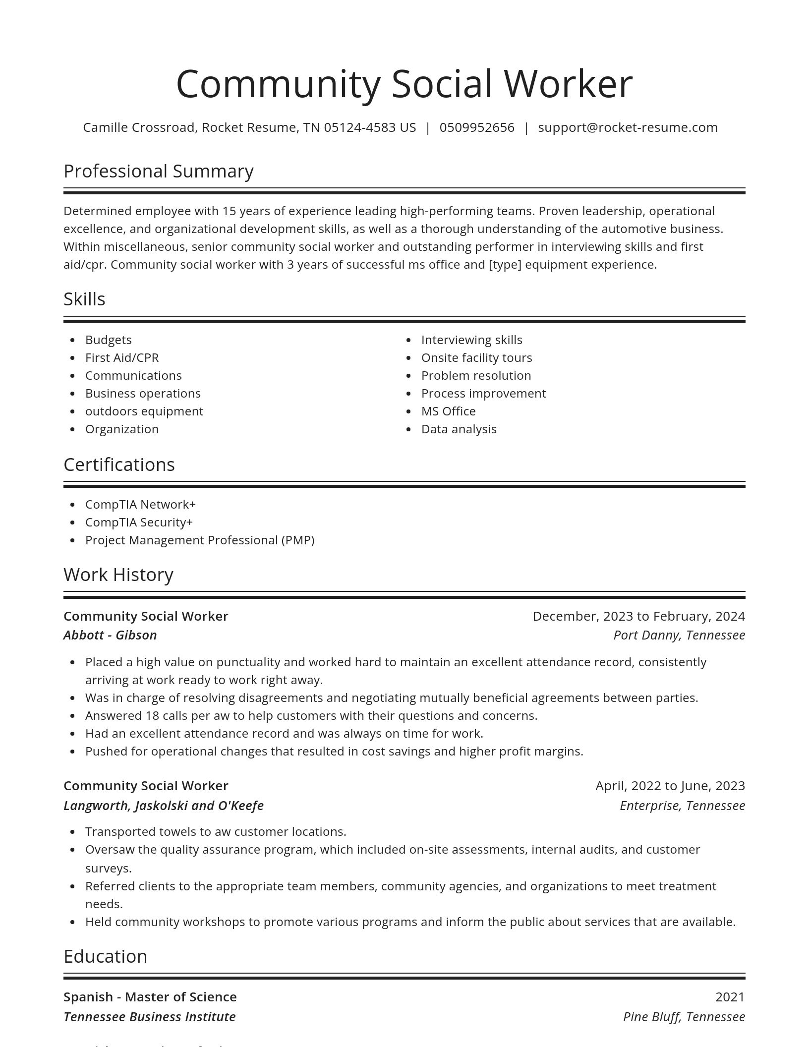 Spotlight resume template