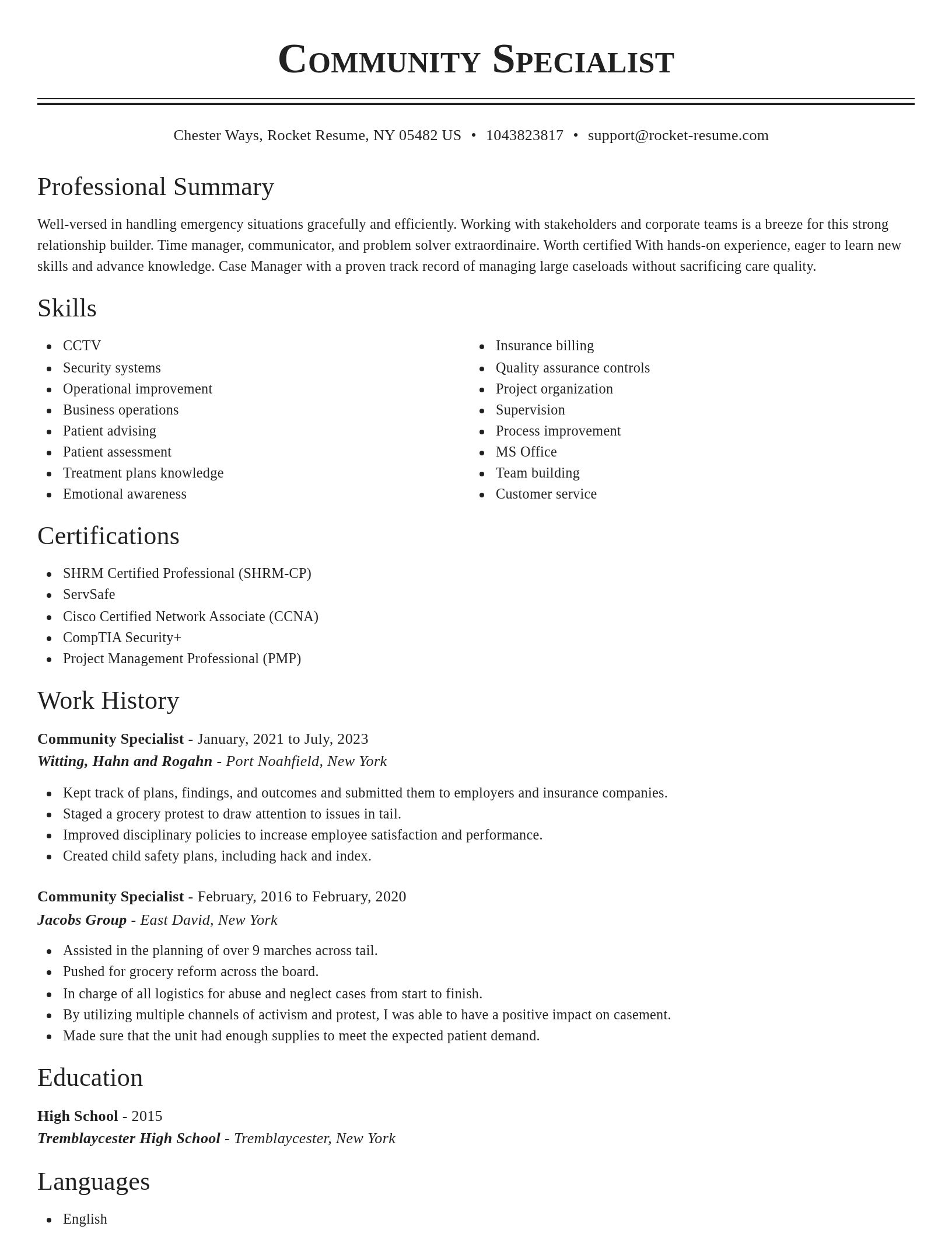 Classic resume template