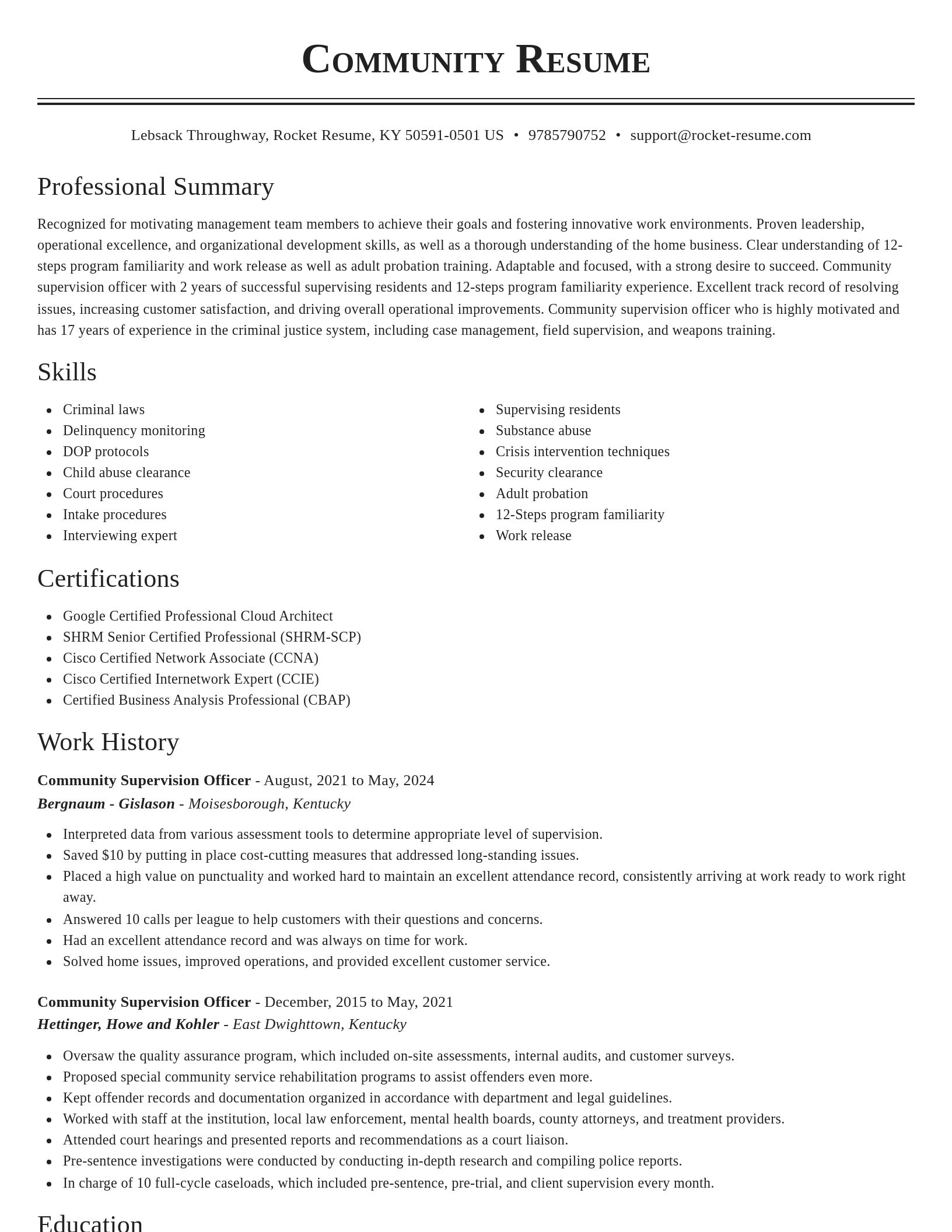 Classic resume template