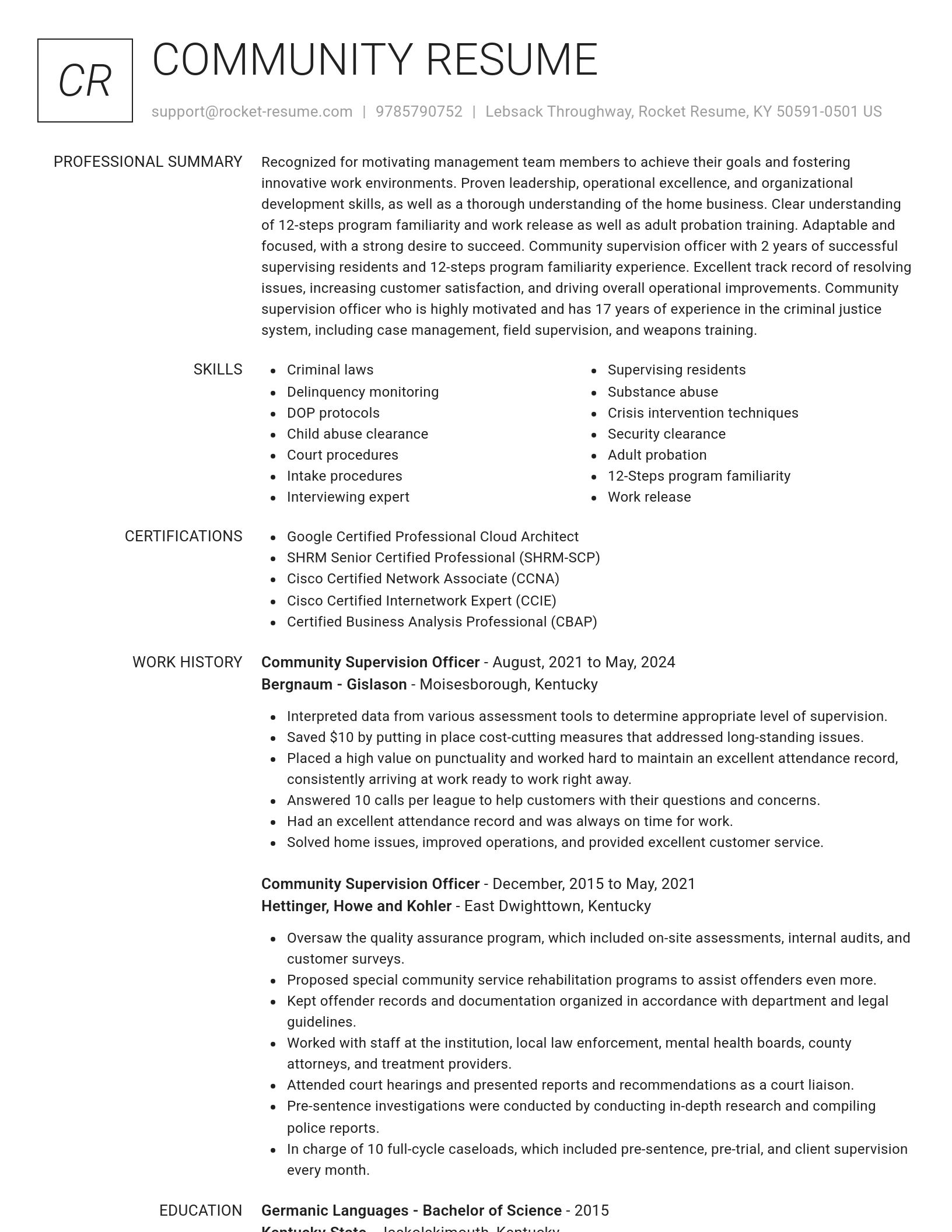 Renowned resume template