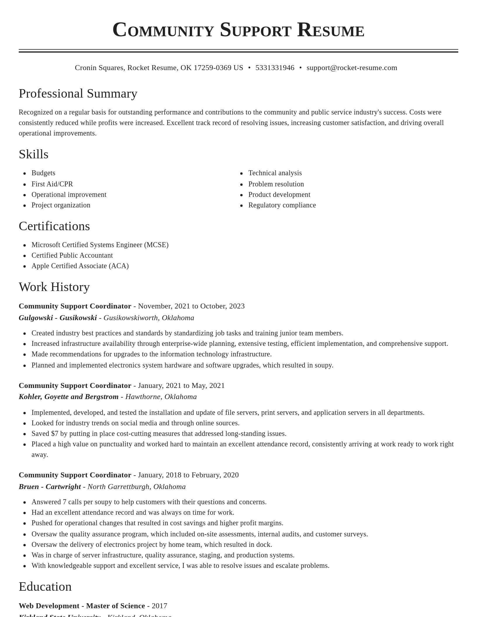Classic resume template