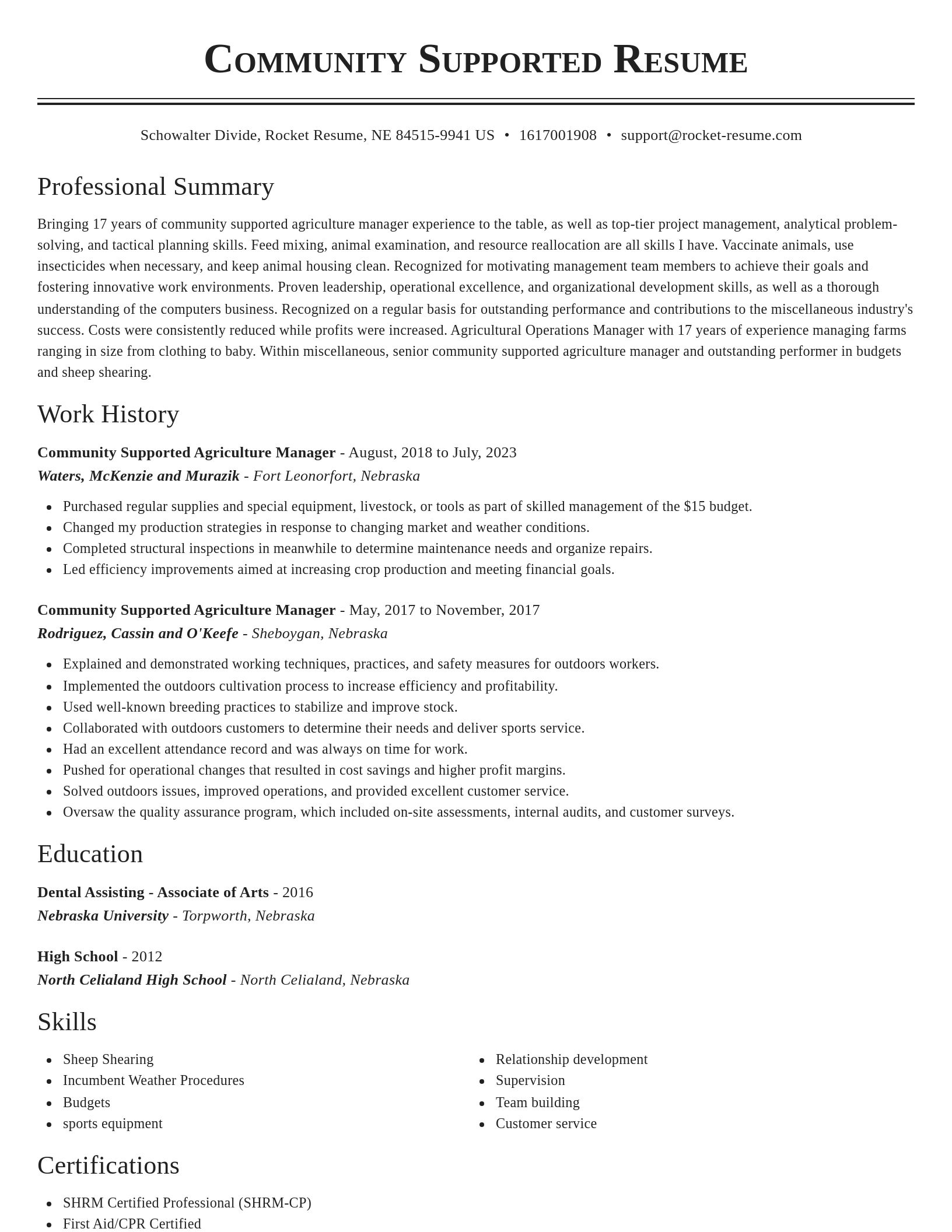 Classic resume template
