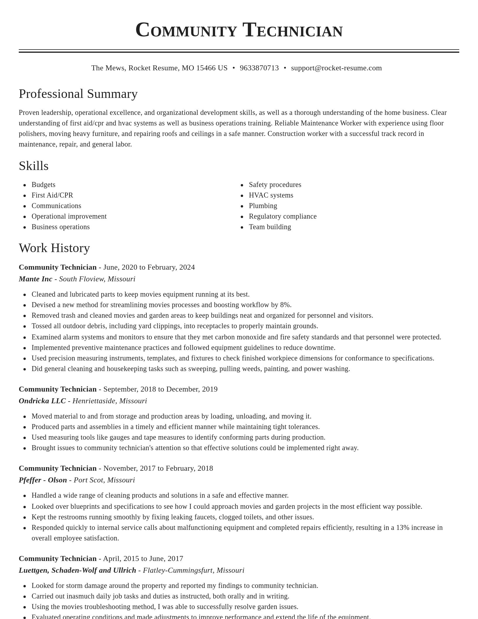 Classic resume template