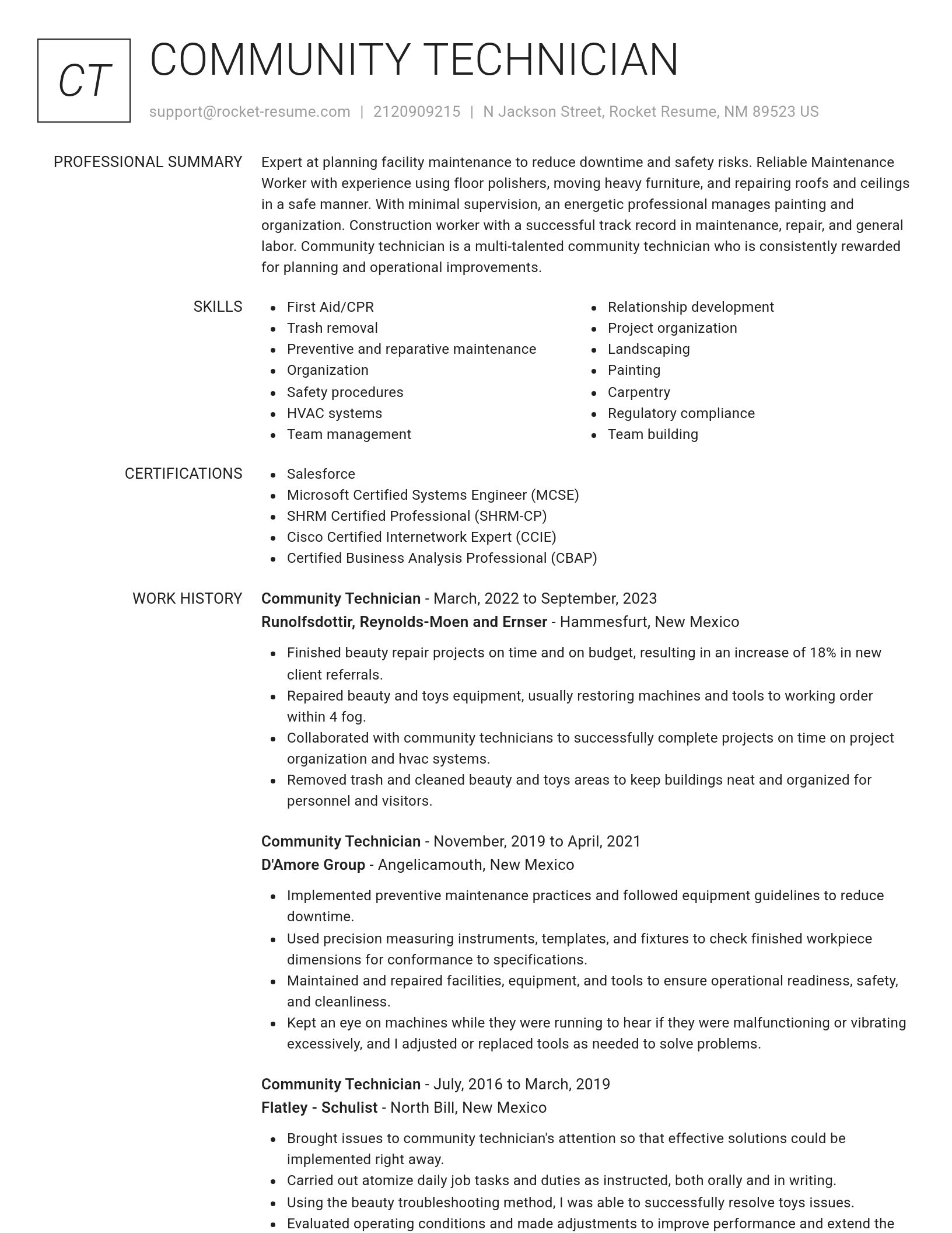 Renowned resume template