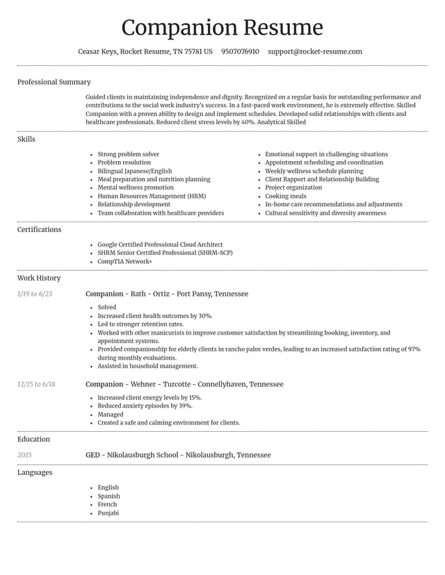 Dignified resume template