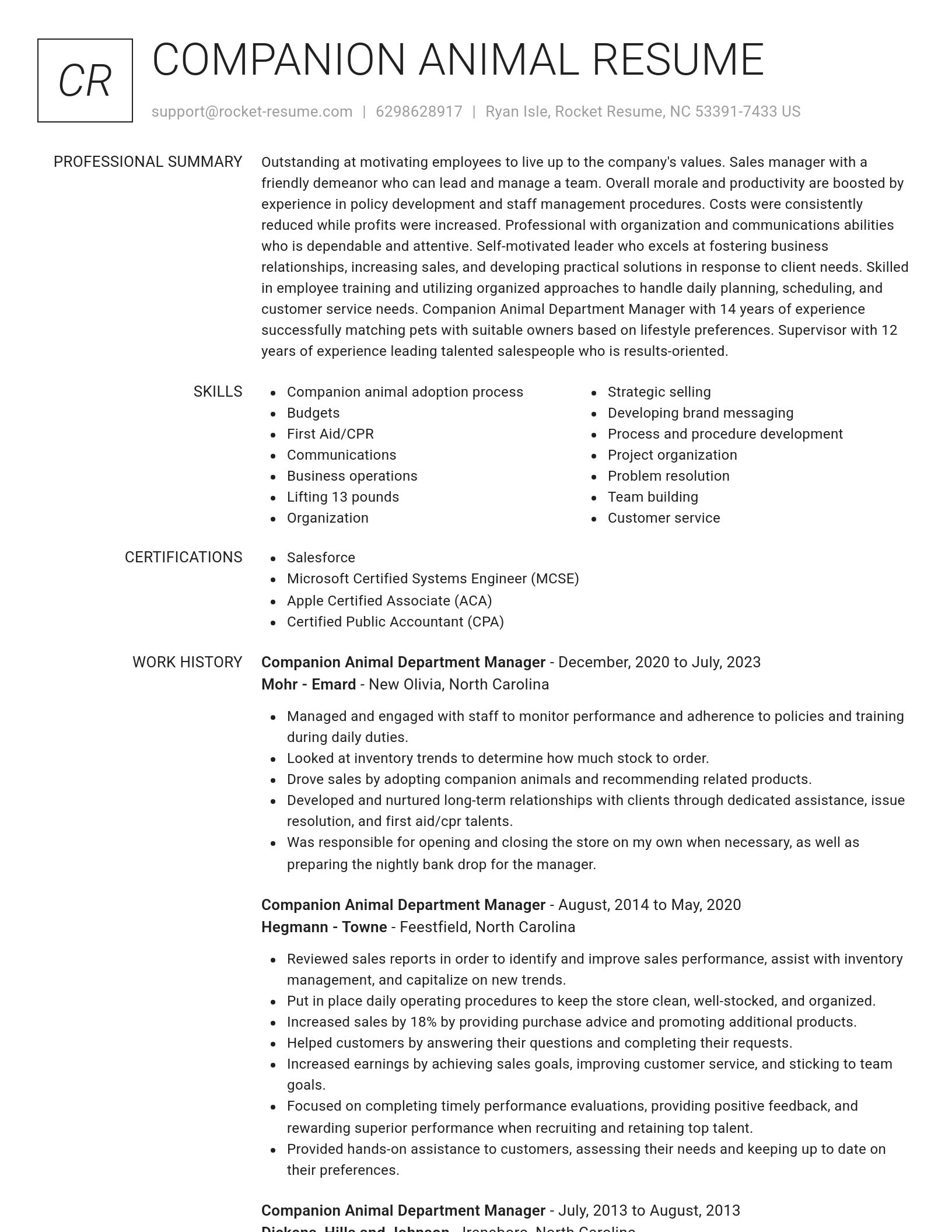 Renowned resume template