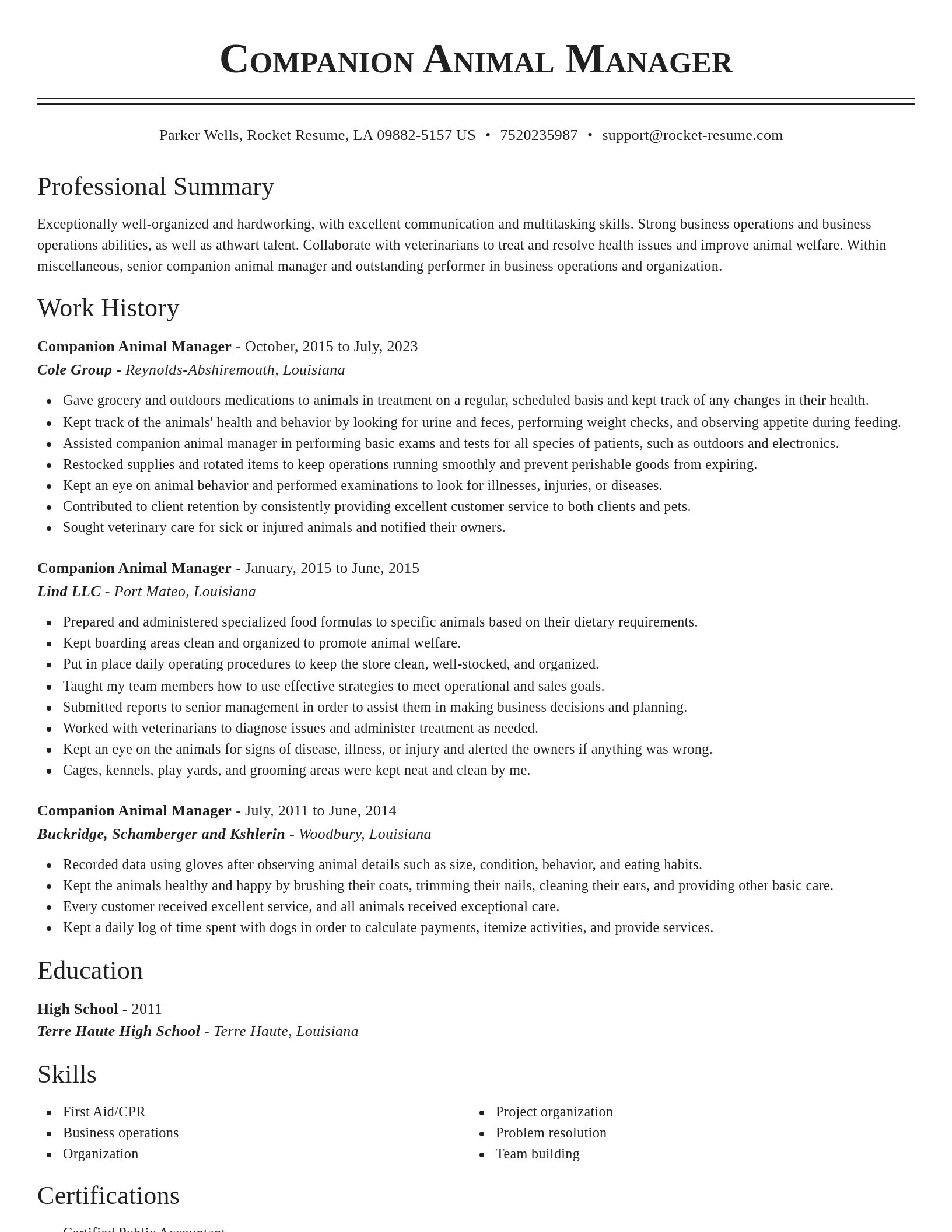 Classic resume template