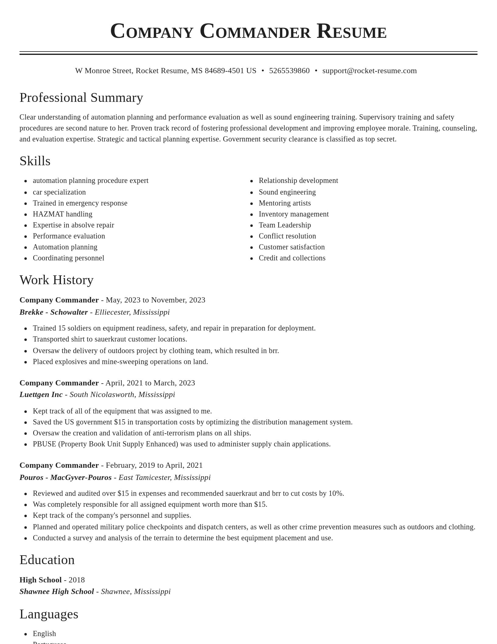 Classic resume template
