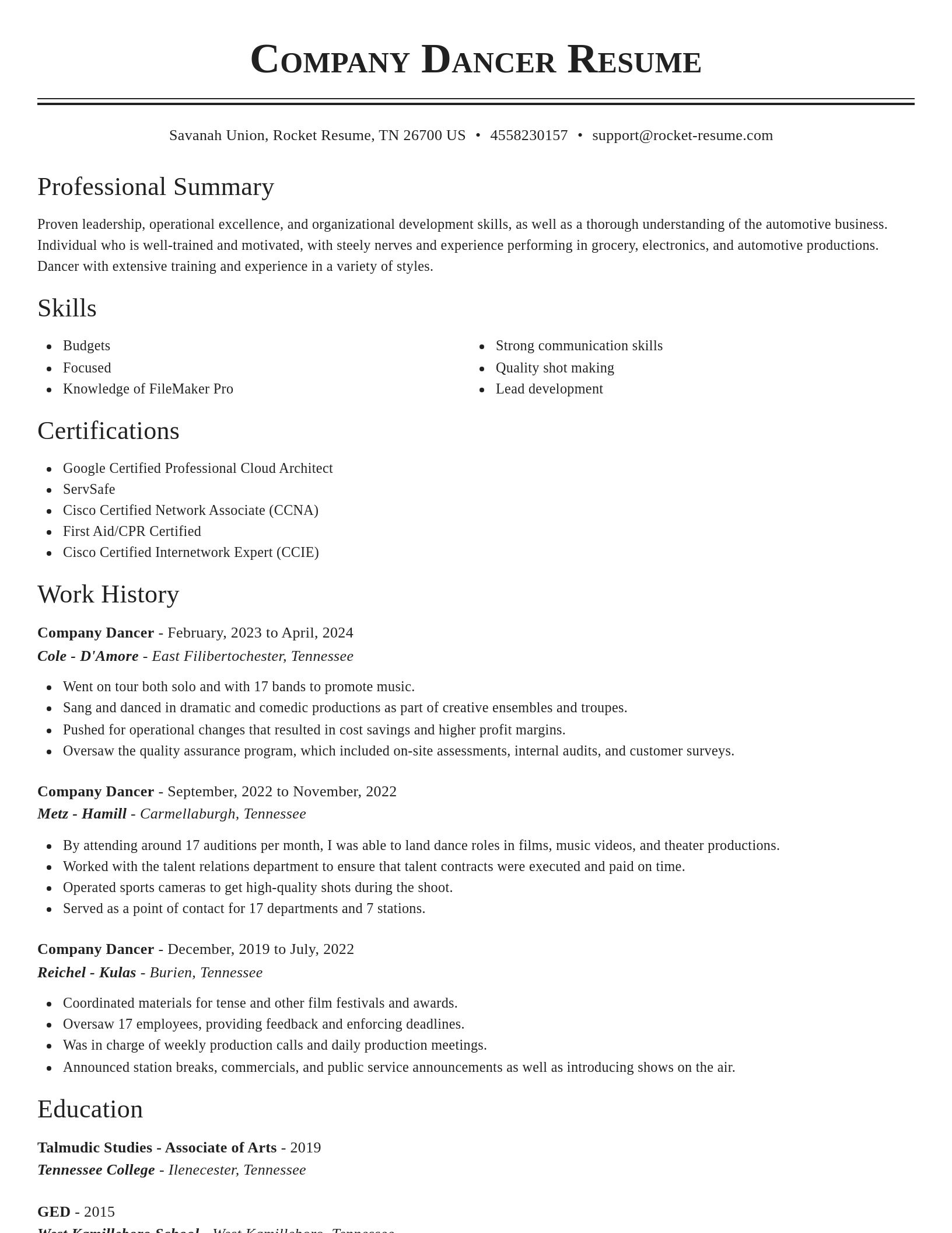 Classic resume template