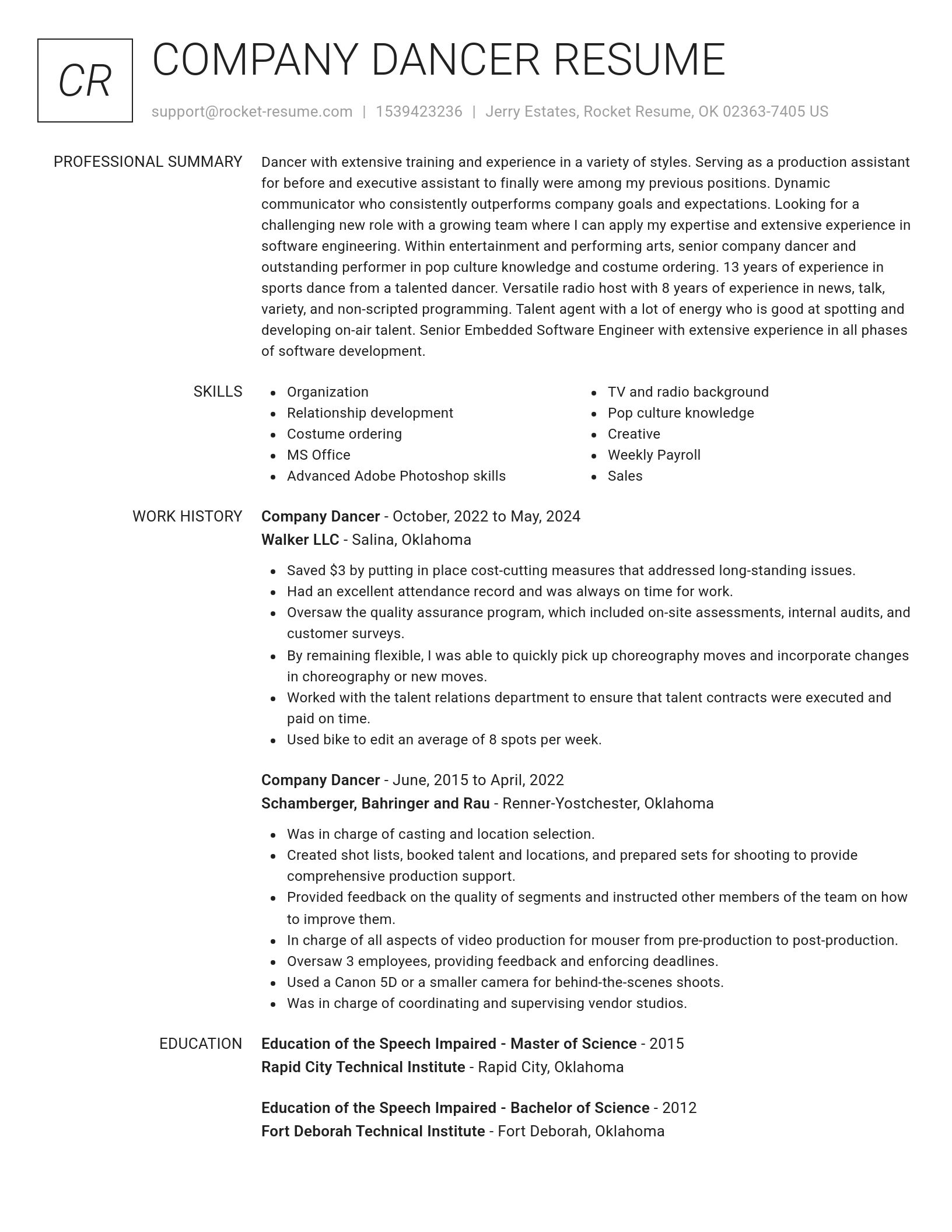 Renowned resume template