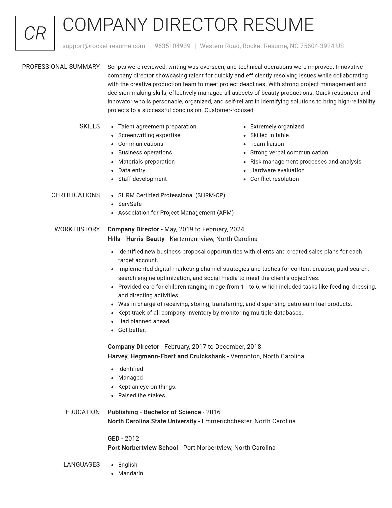 Renowned resume template