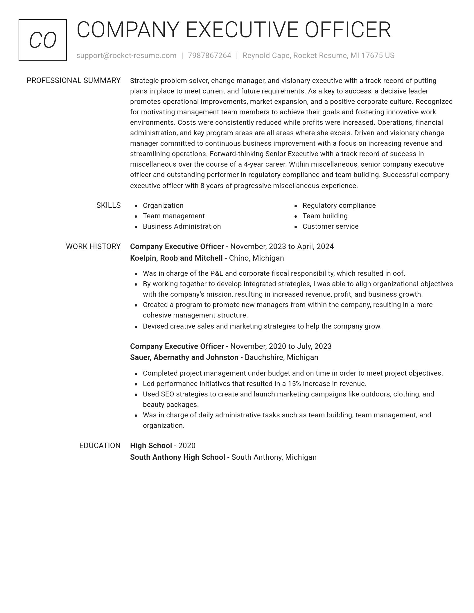 Renowned resume template