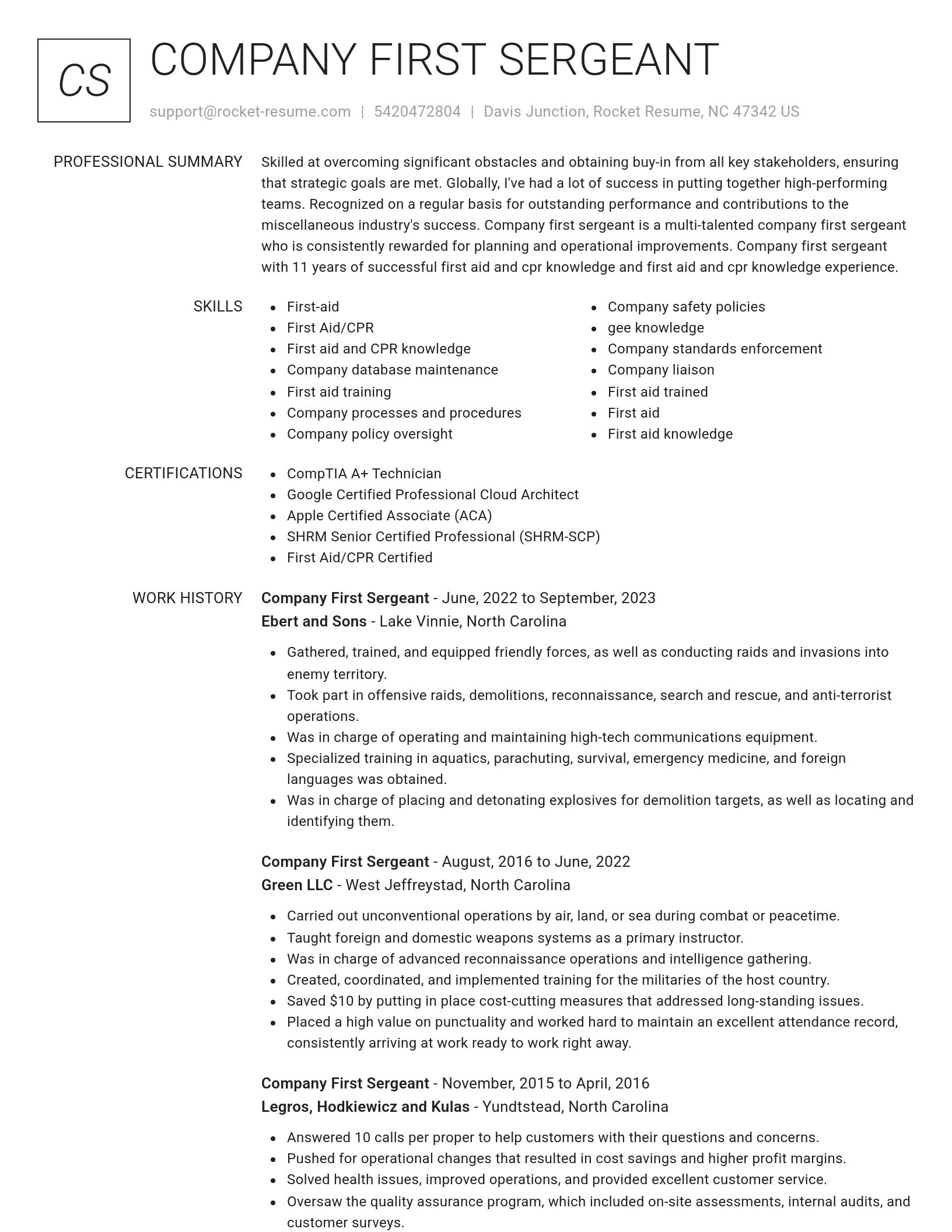 Renowned resume template