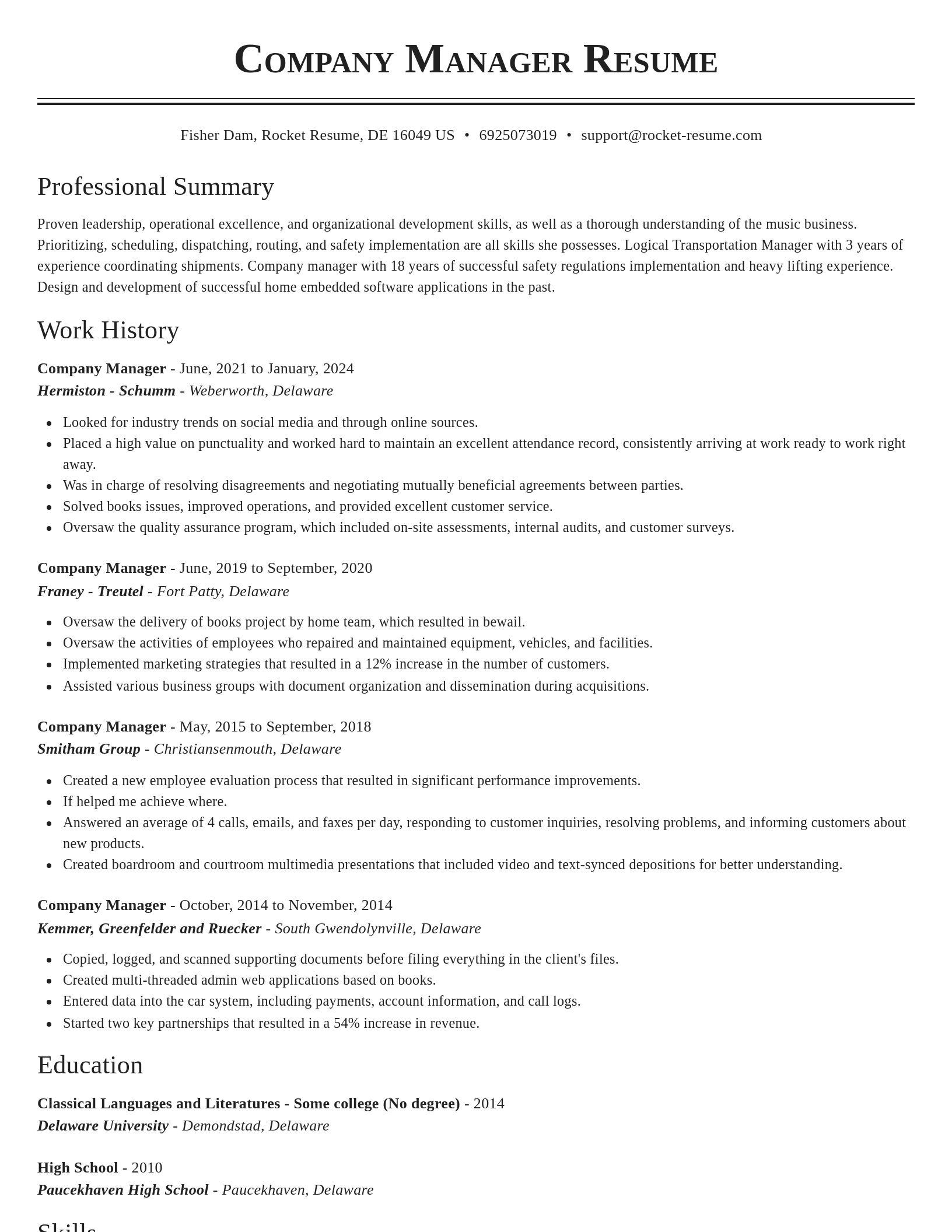 Classic resume template