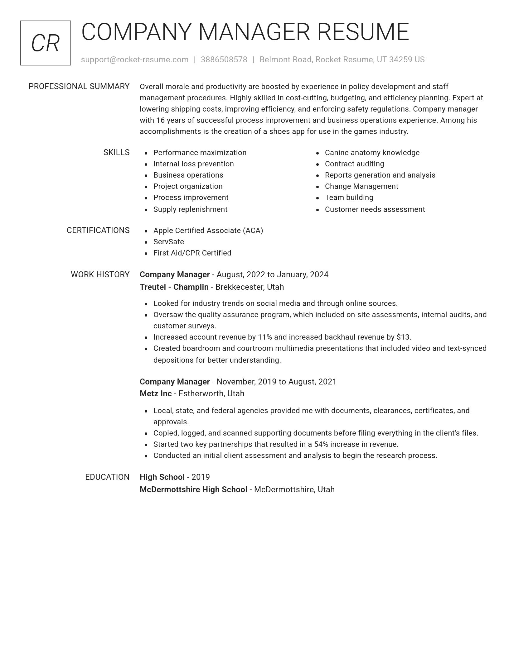 Renowned resume template