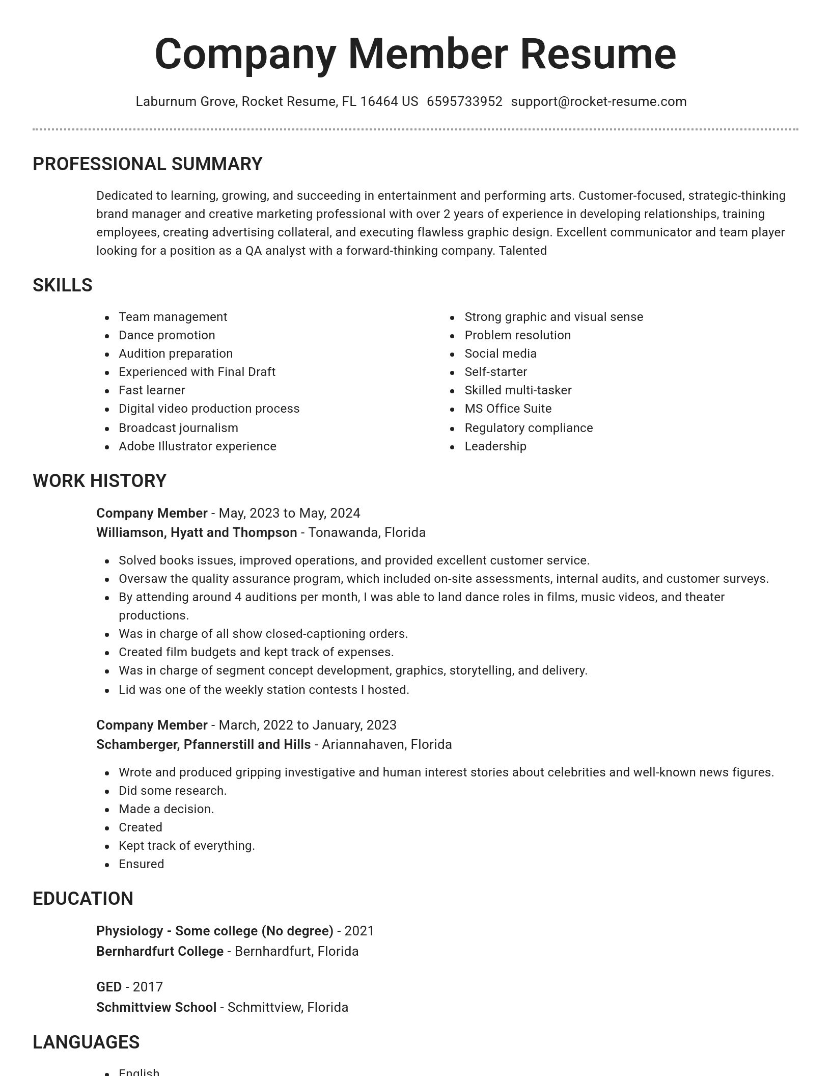 Brilliant resume template