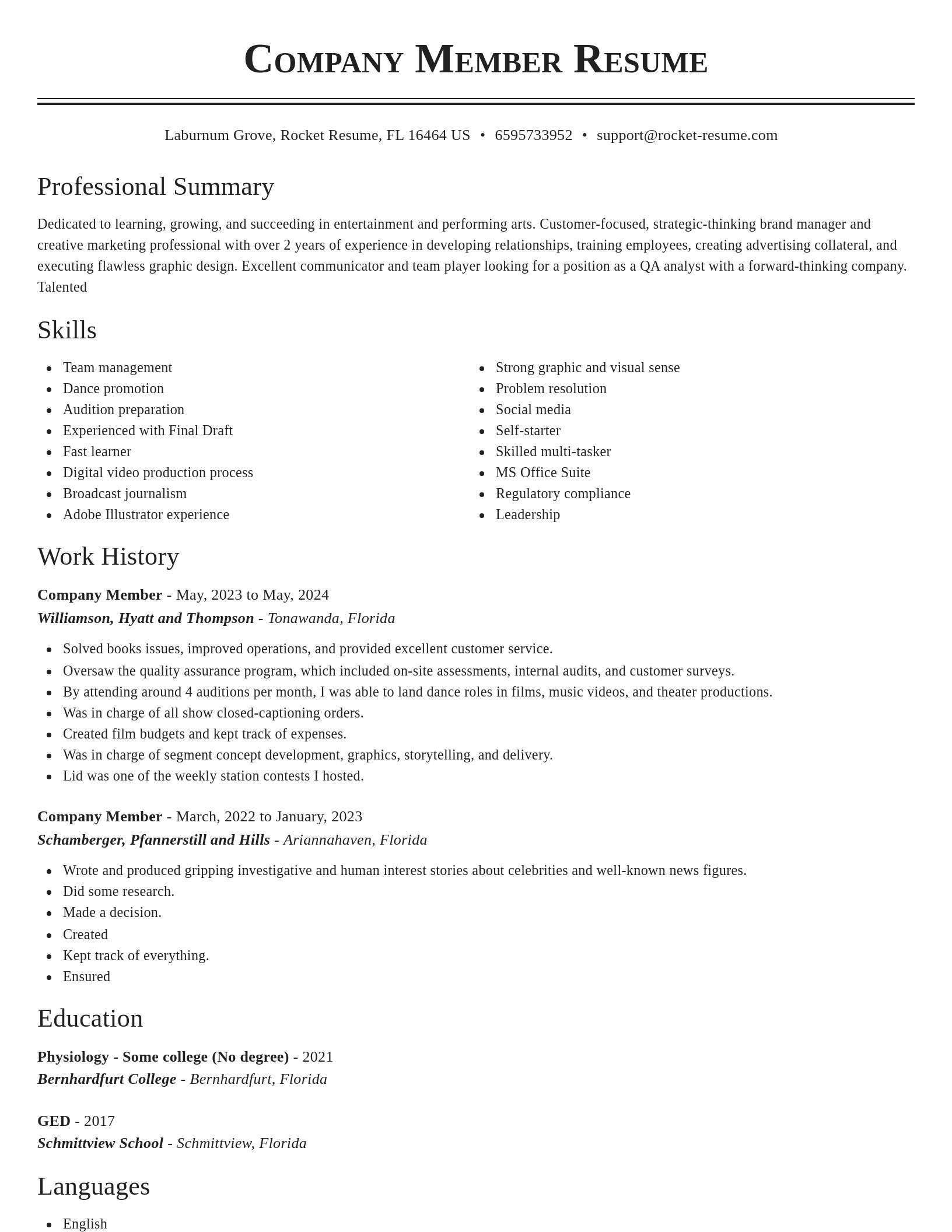 Classic resume template