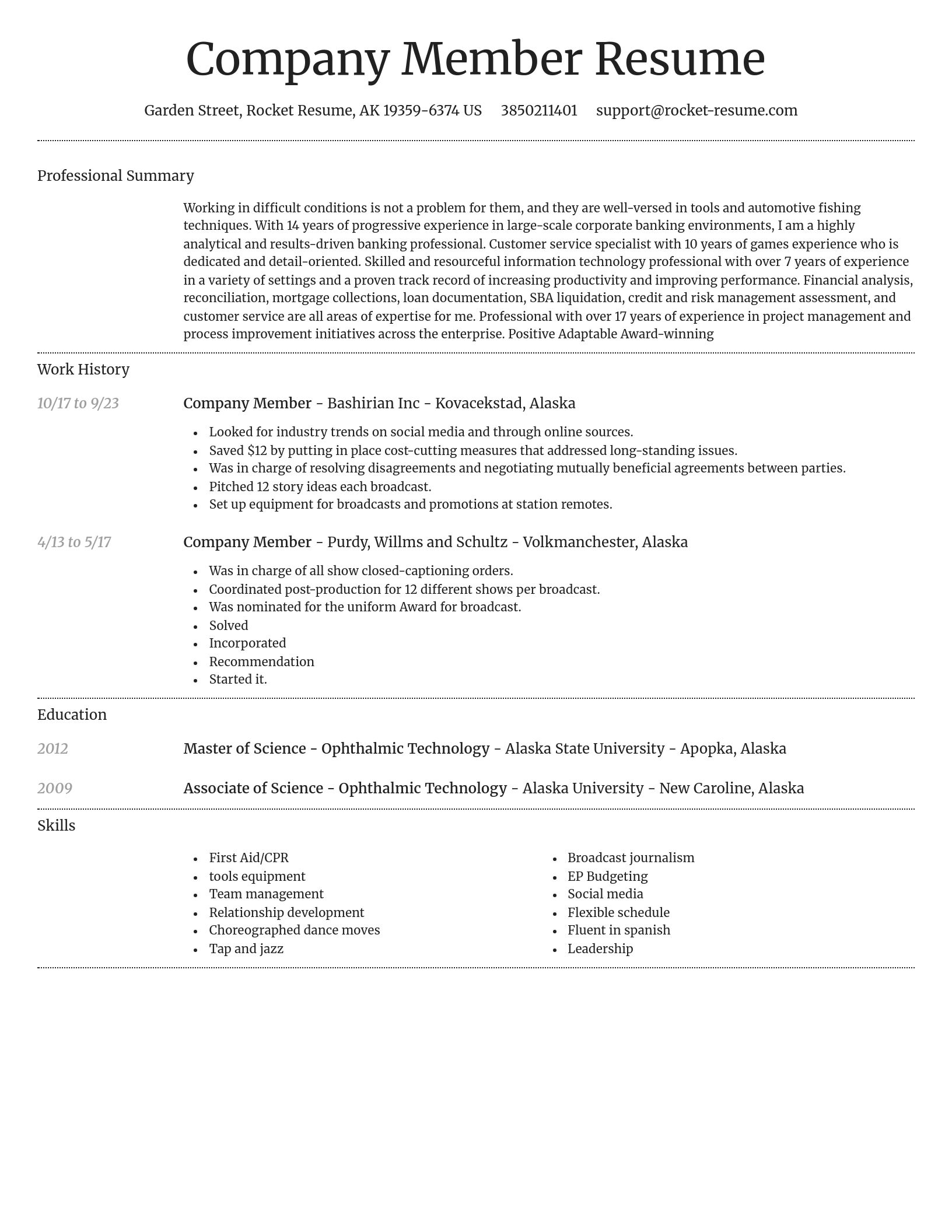 Dignified resume template